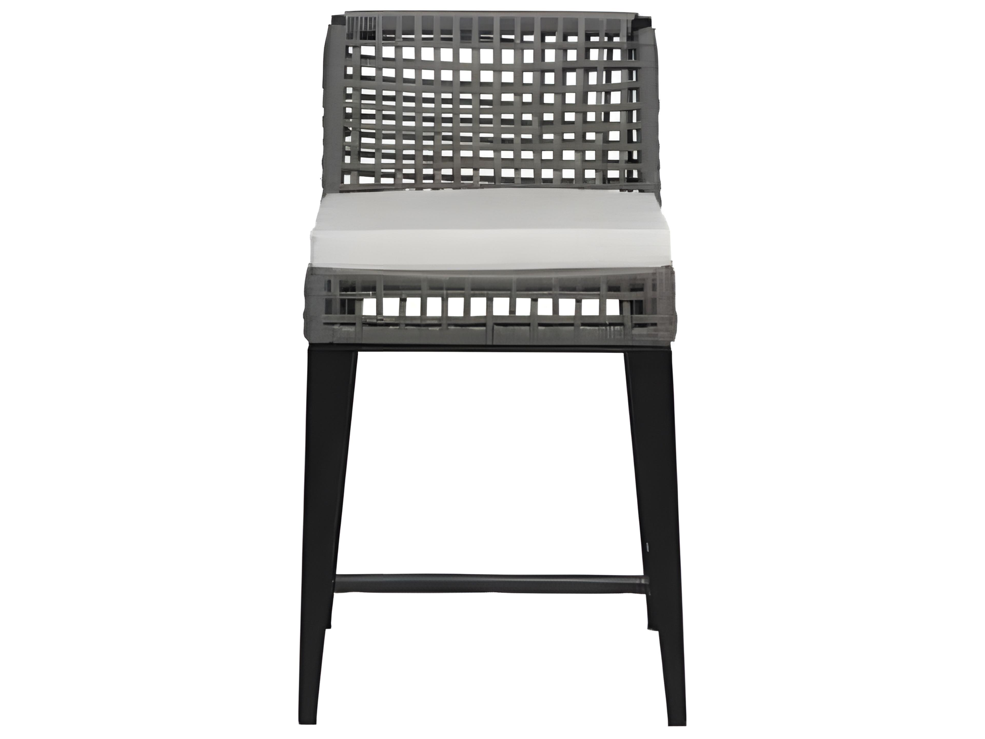 Ratana Genval Silver Black Aluminum Cushion Counter Stool