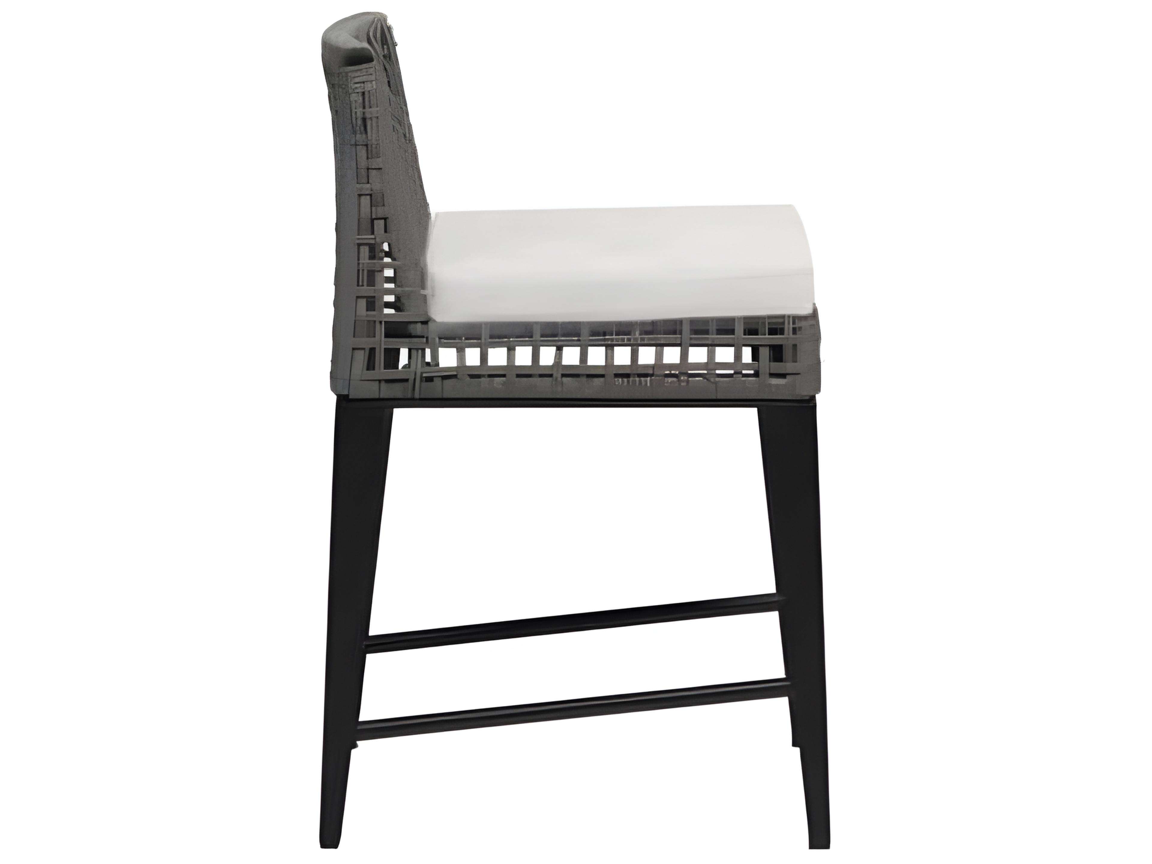Ratana Genval Silver Black Aluminum Cushion Counter Stool