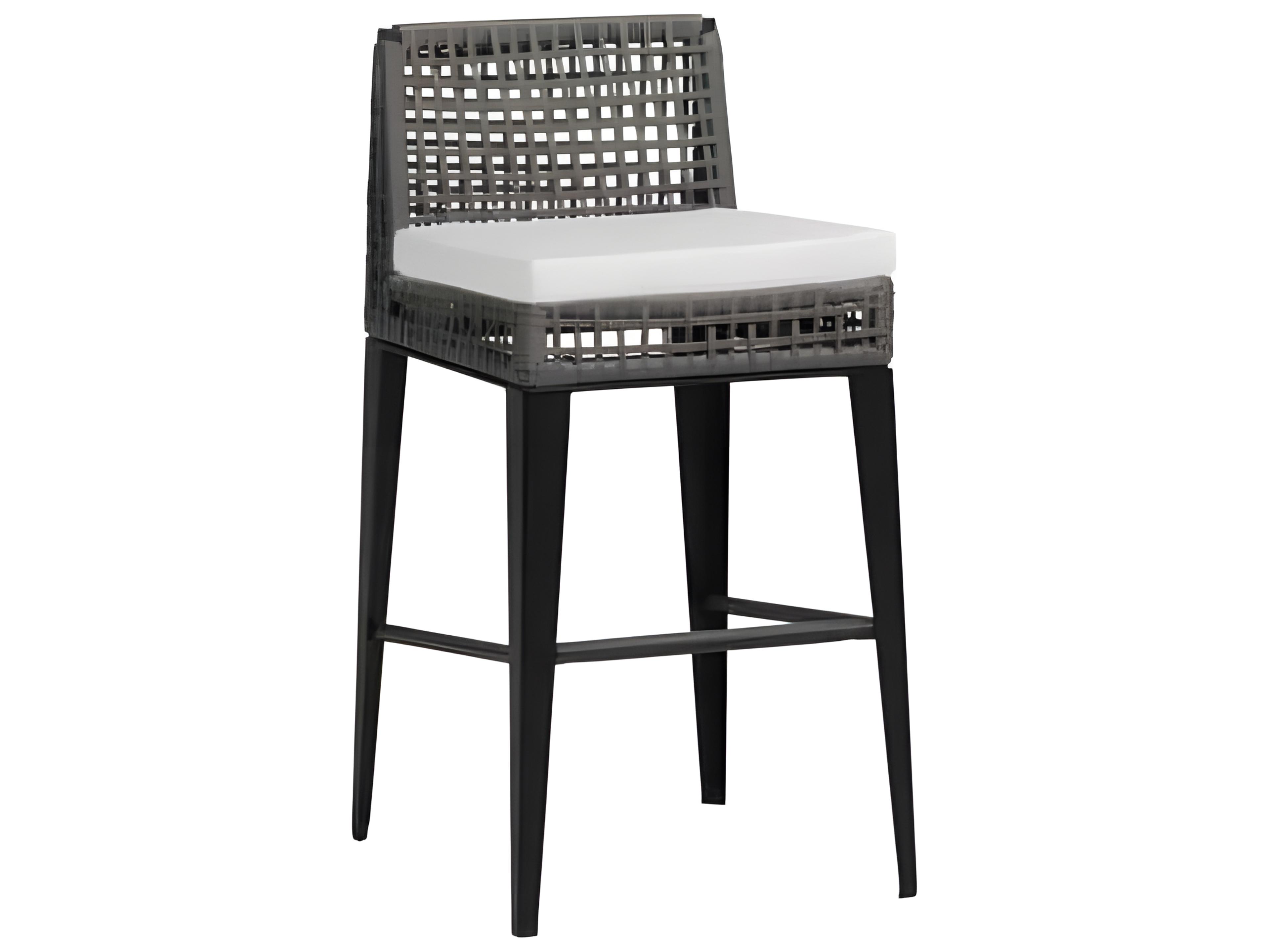 Genval Silver Black Aluminum Cushion Bar Stool