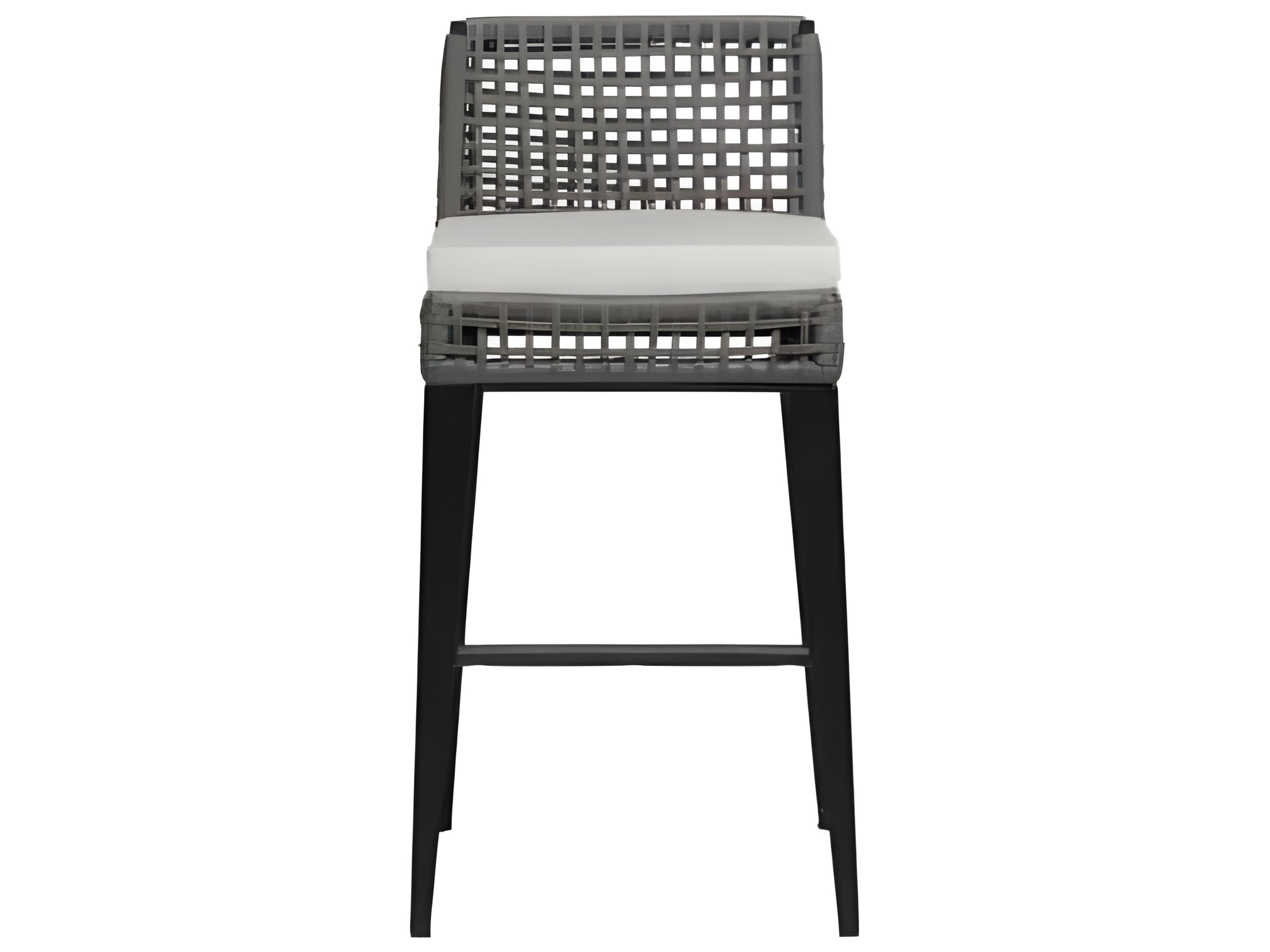 Ratana Genval Silver Black Aluminum Cushion Bar Stool