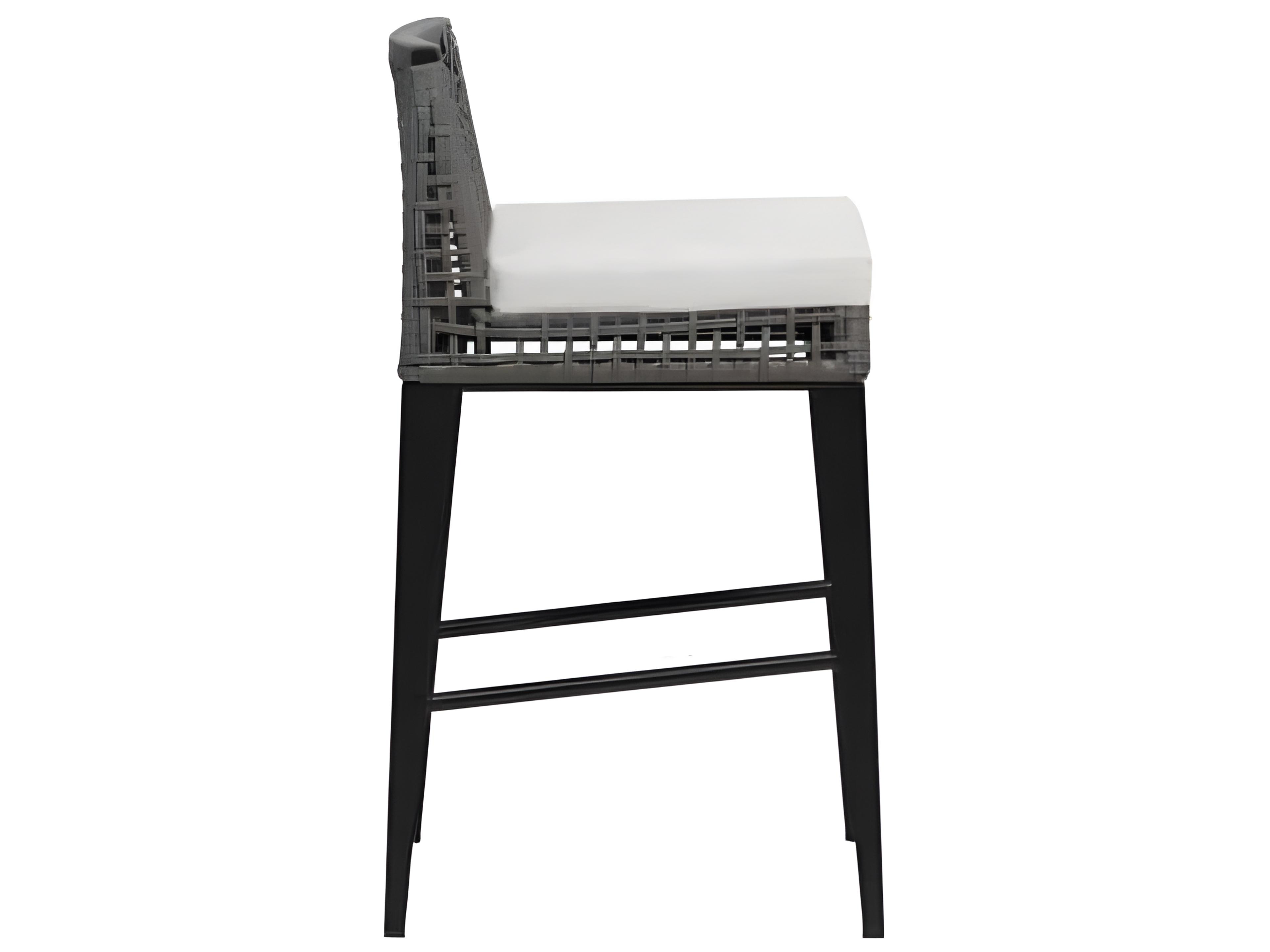 Ratana Genval Silver Black Aluminum Cushion Bar Stool