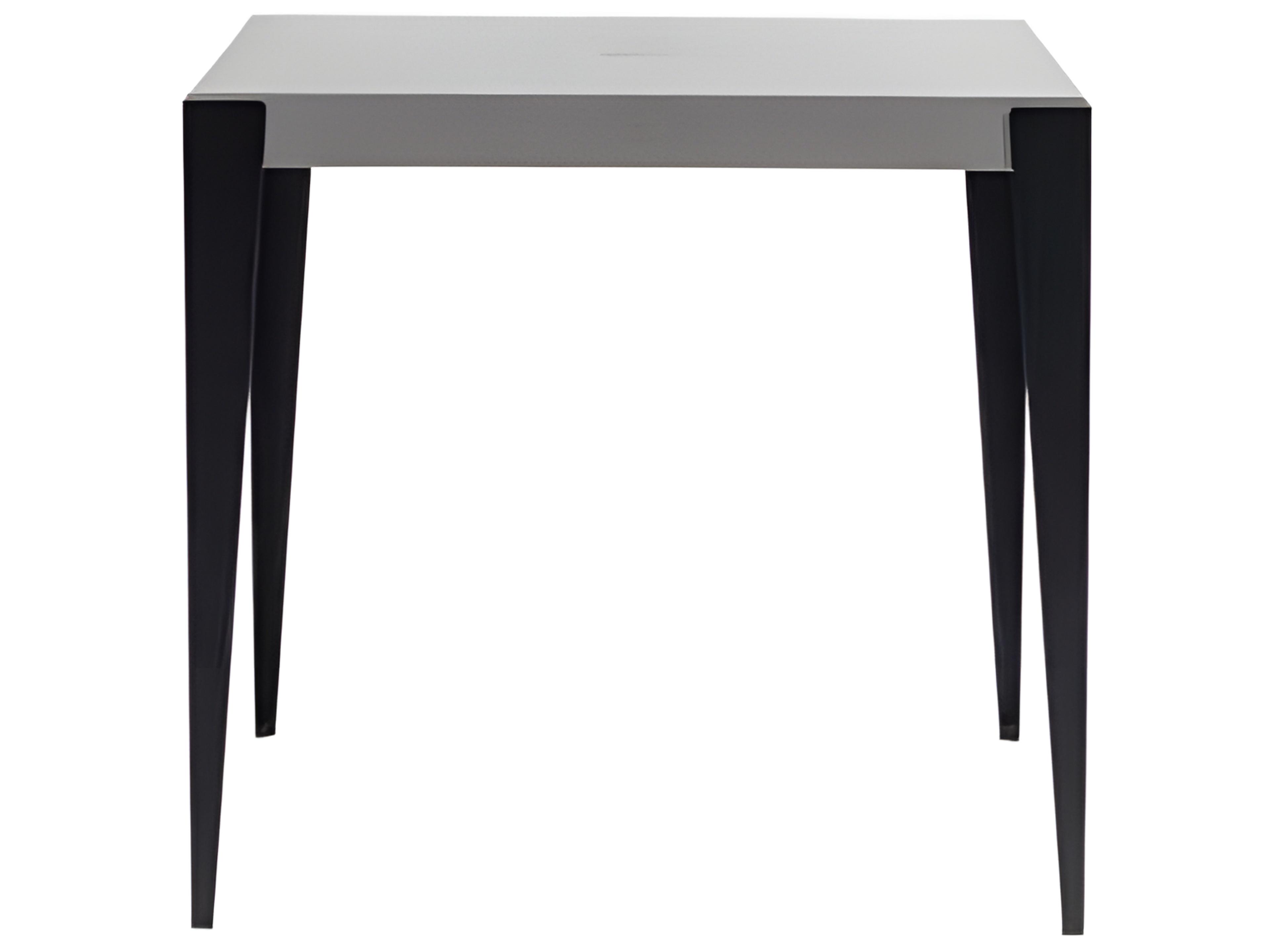 Ratana Genval Silver Black Base & Cement Top Aluminum Square Umbrella Hole Counter Table