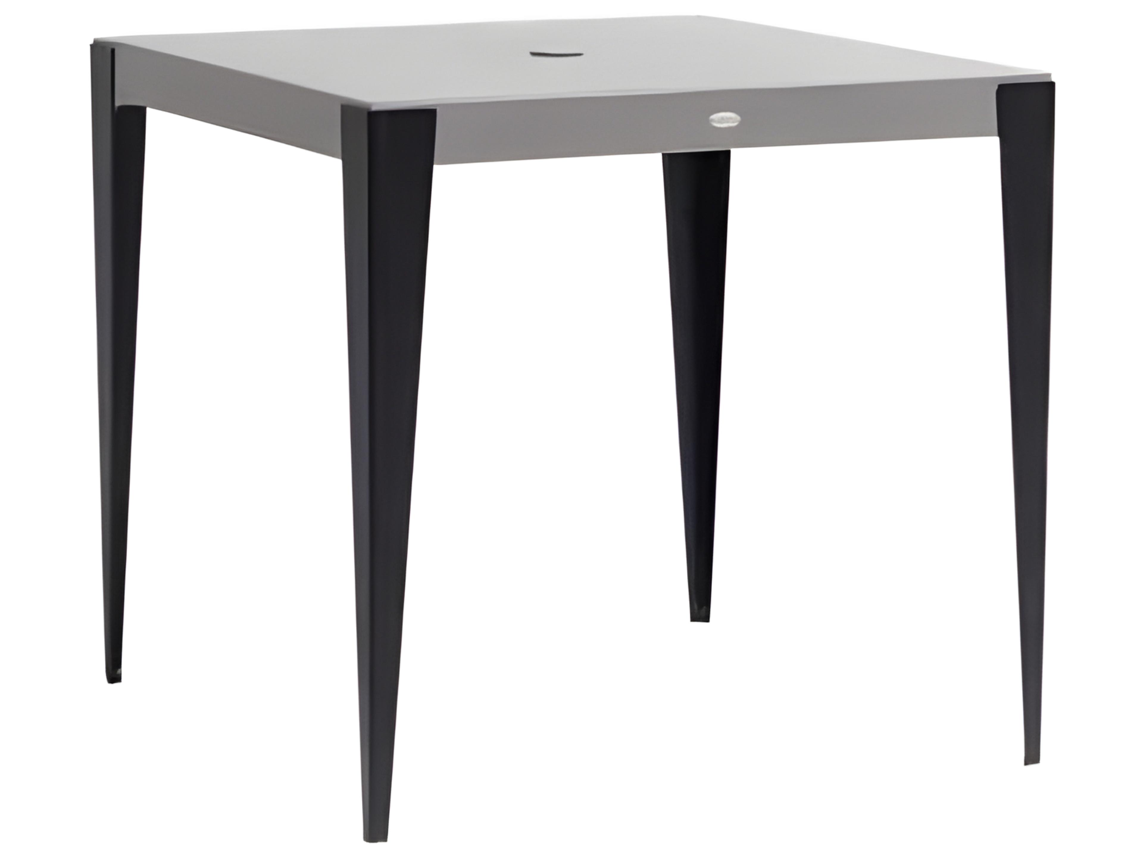 Ratana Genval Silver Black Base & Cement Top Aluminum Square Umbrella Hole Counter Table