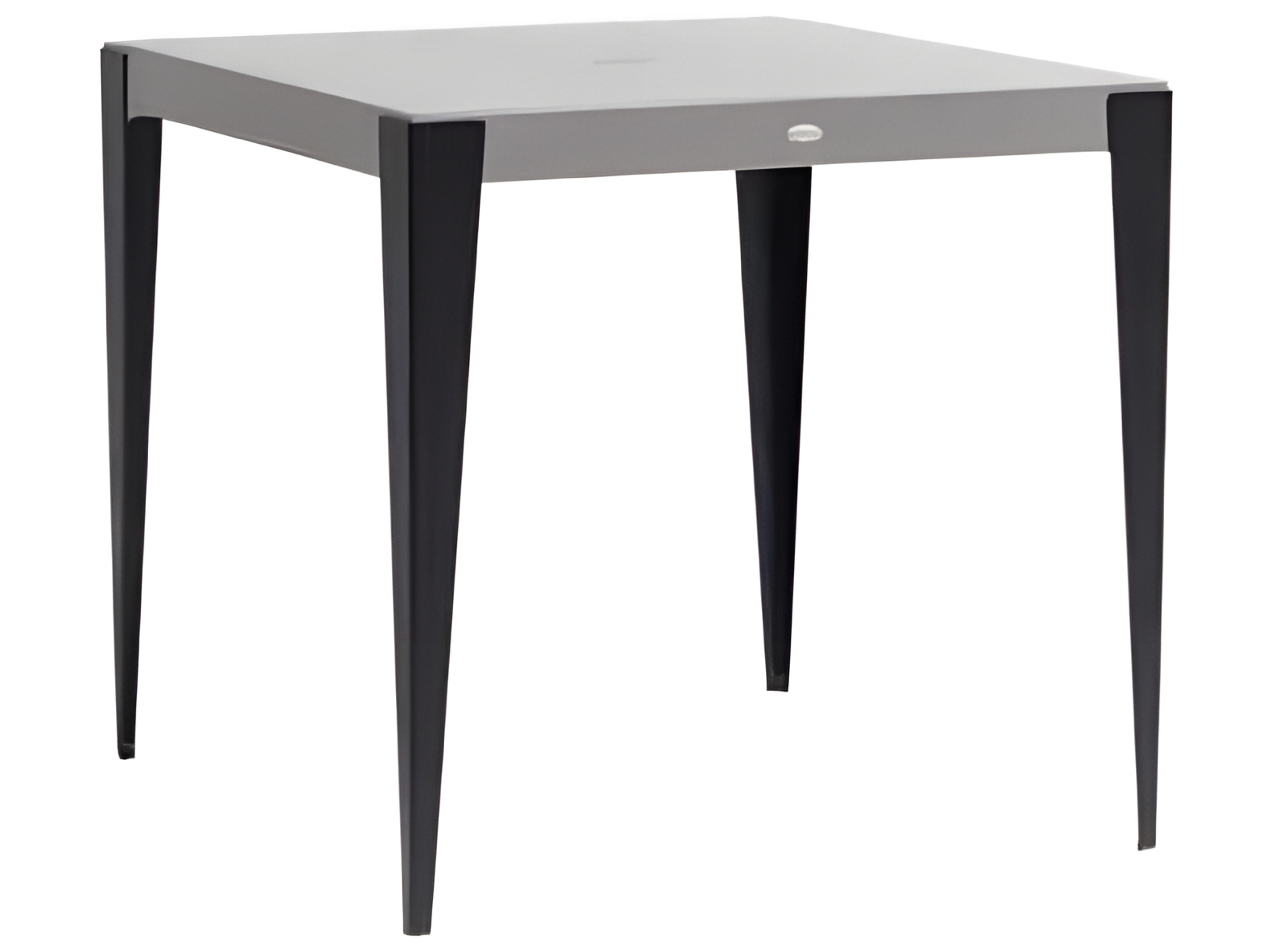 Ratana Genval Silver Black Base & Cement Top Aluminum Square Umbrella Hole Counter Table