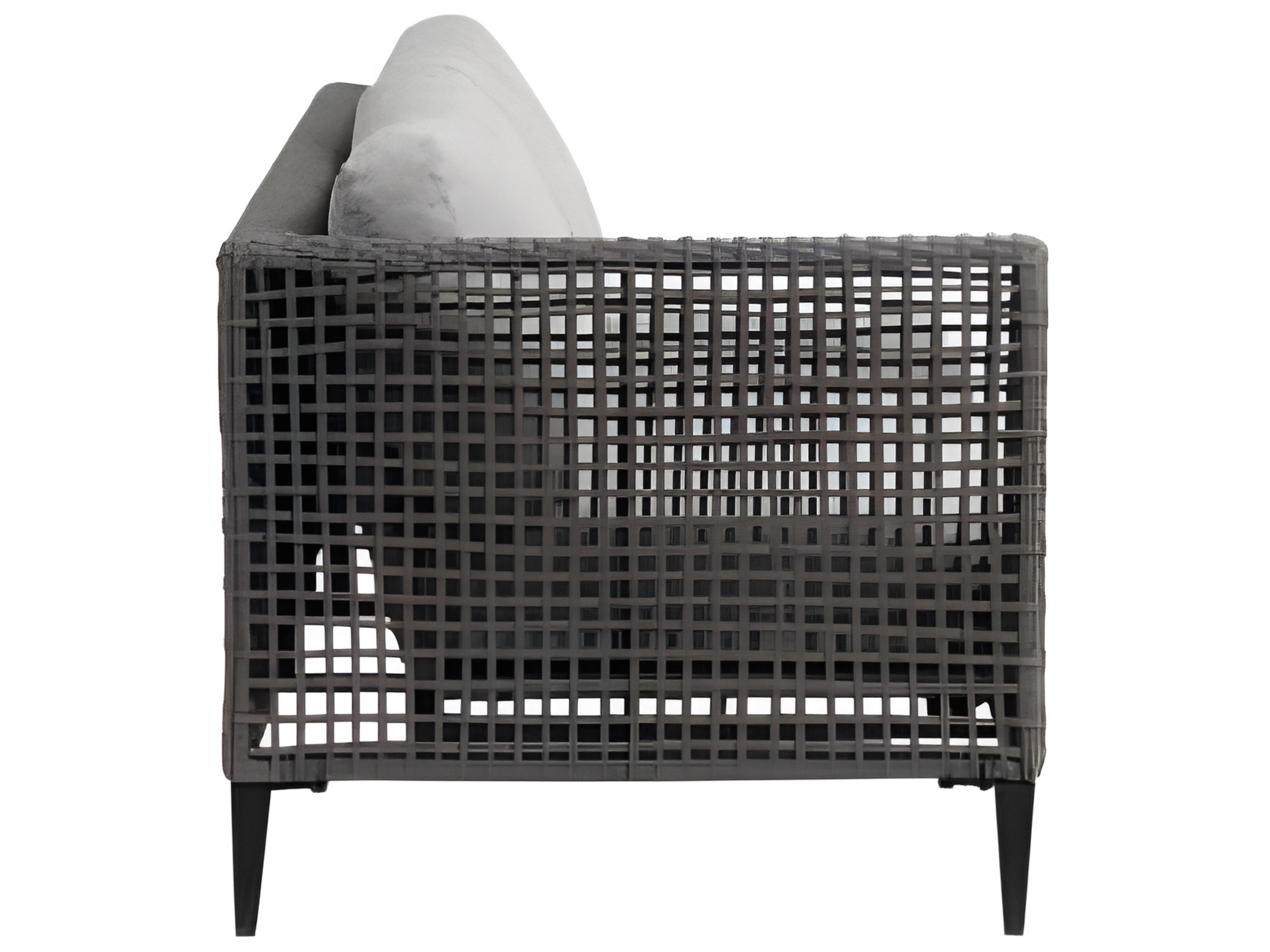 Ratana Genval Silver Black Aluminum Cushion Loveseat