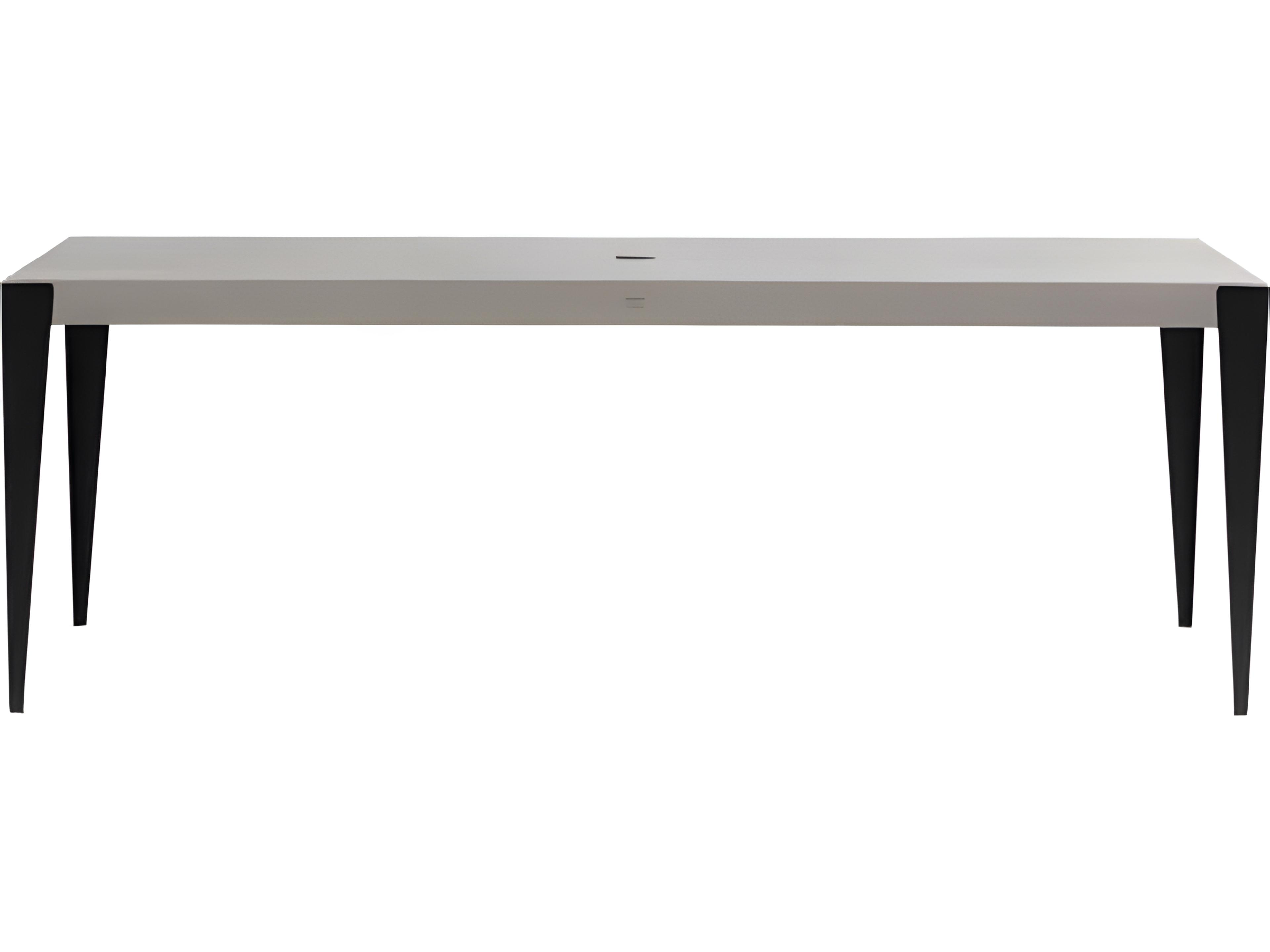 Ratana Genval Silver Black Base & Cement Top Aluminum Rectangular Umbrella Hole Dining Table