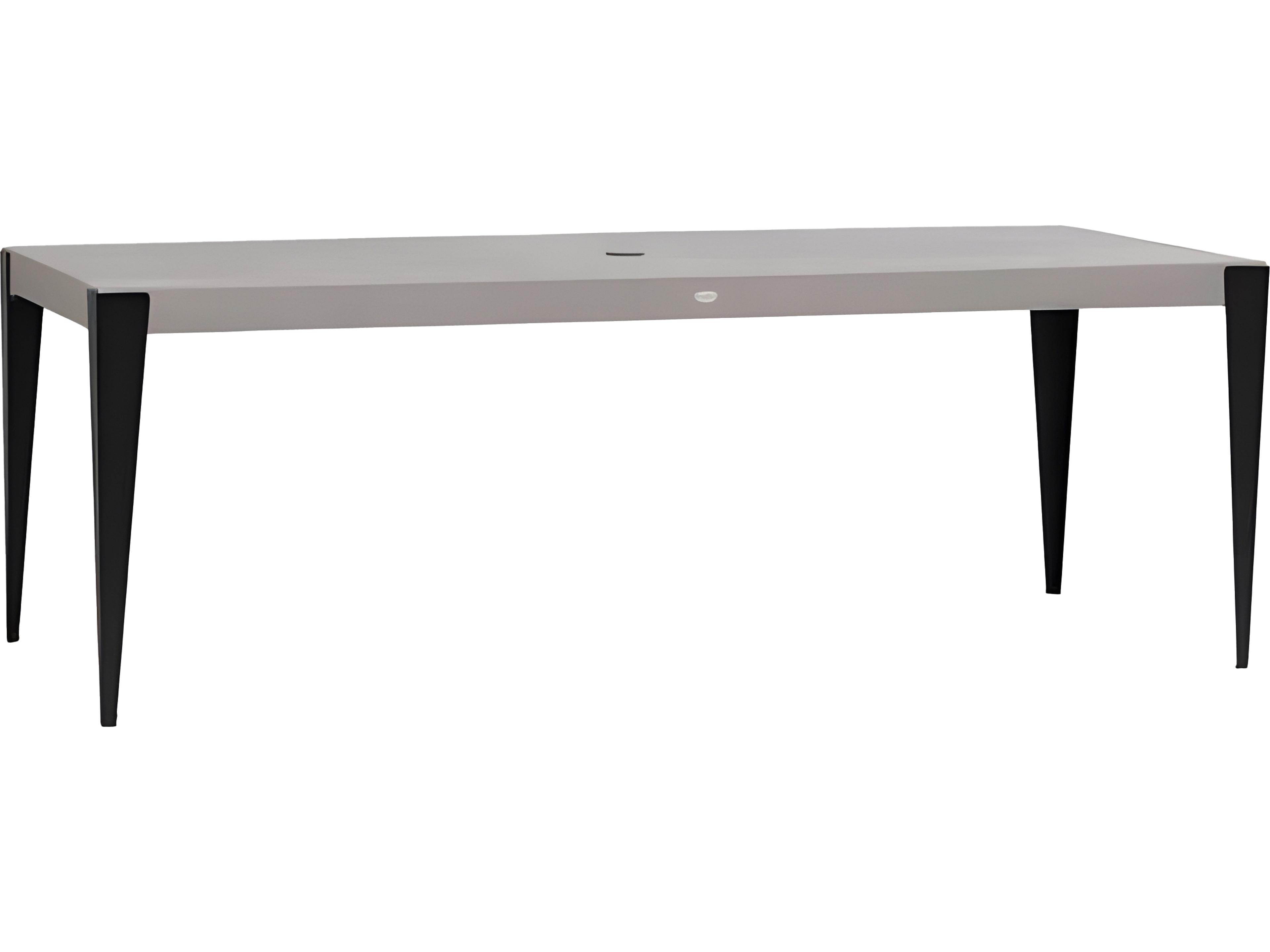 Ratana Genval Silver Black Base & Cement Top Aluminum Rectangular Umbrella Hole Dining Table