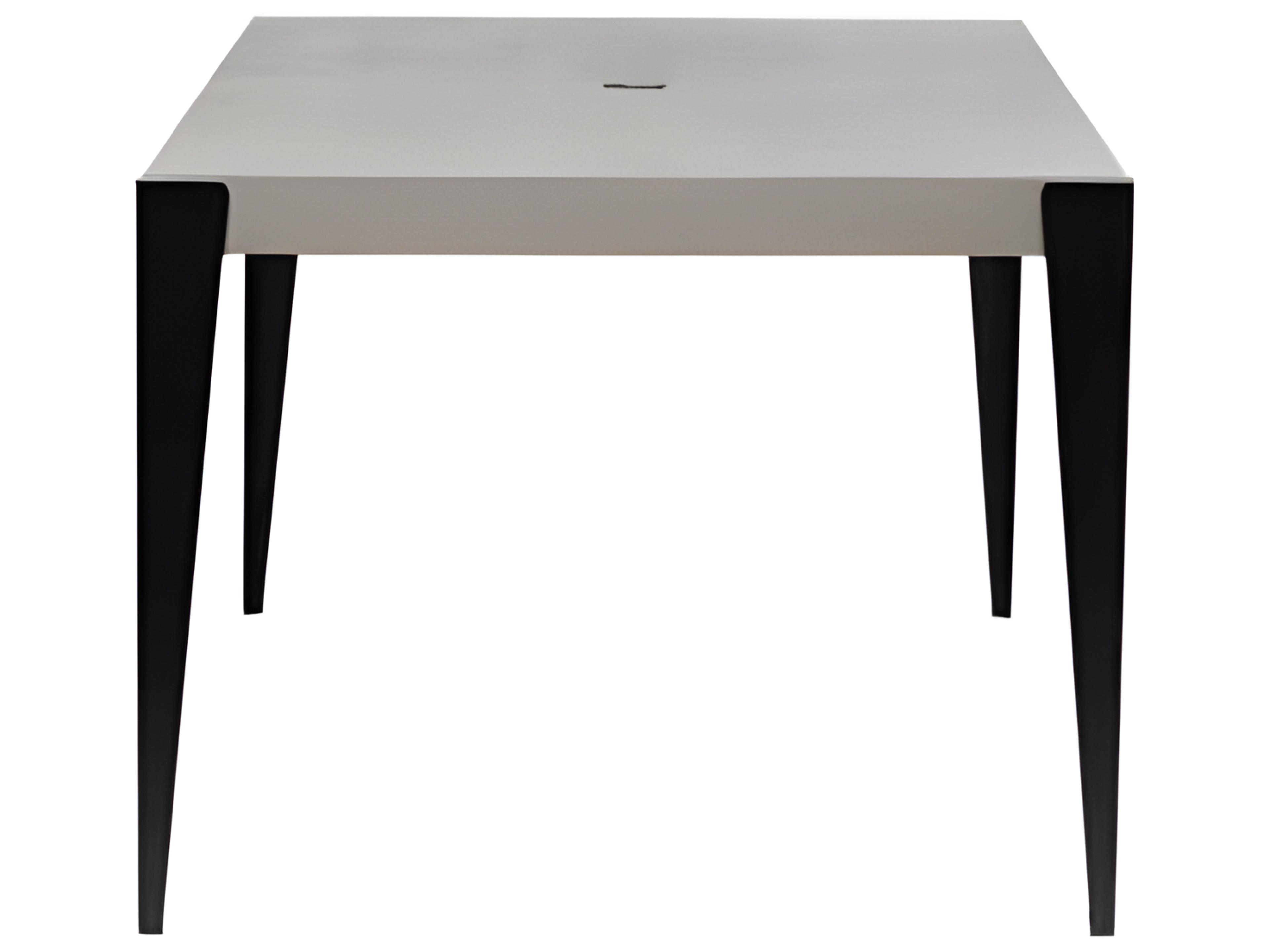 Ratana Genval Silver Black Base & Cement Top Aluminum Rectangular Umbrella Hole Dining Table