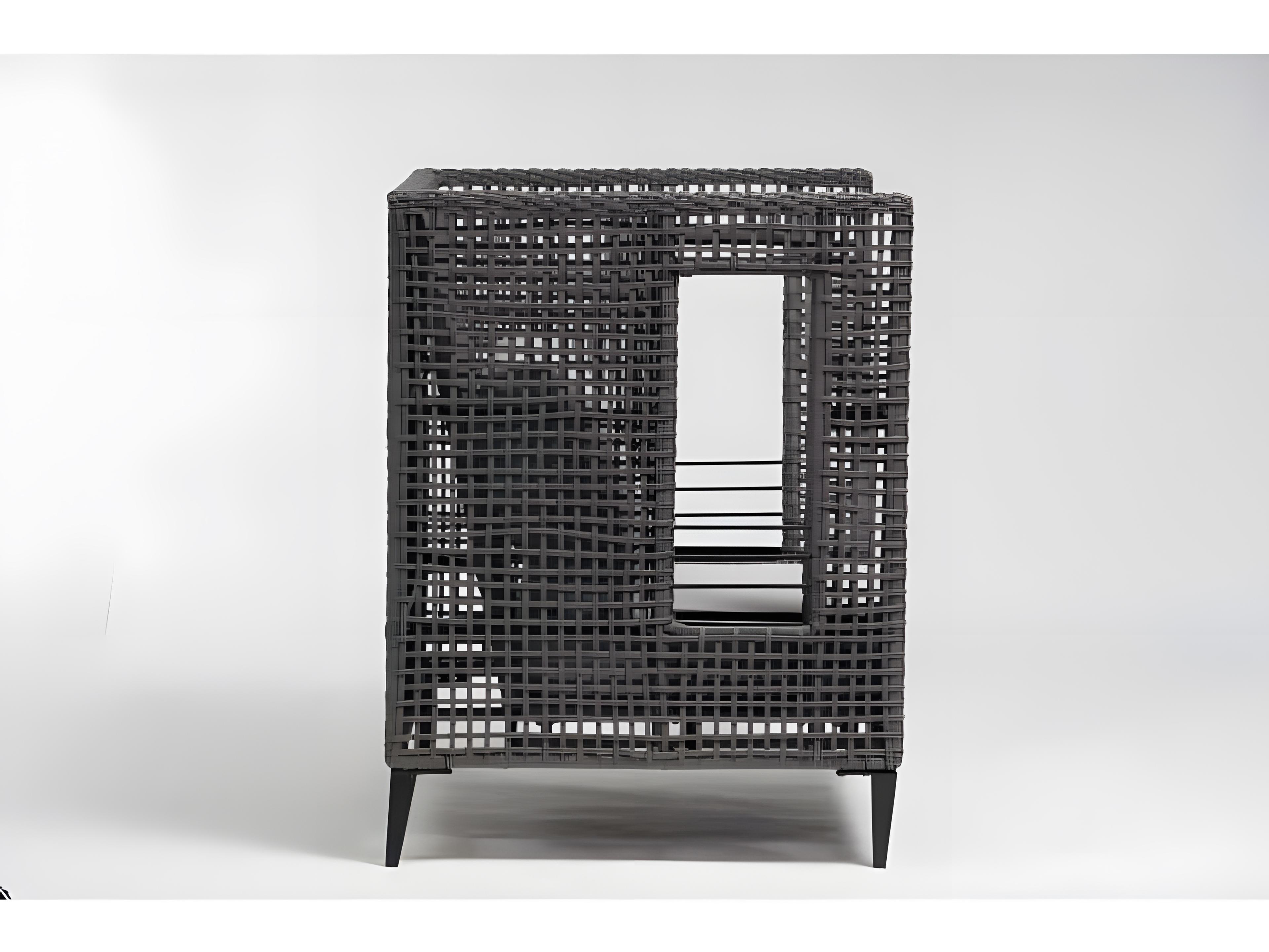 Ratana Genval Silver Black Aluminum Cushion Lounge Chair