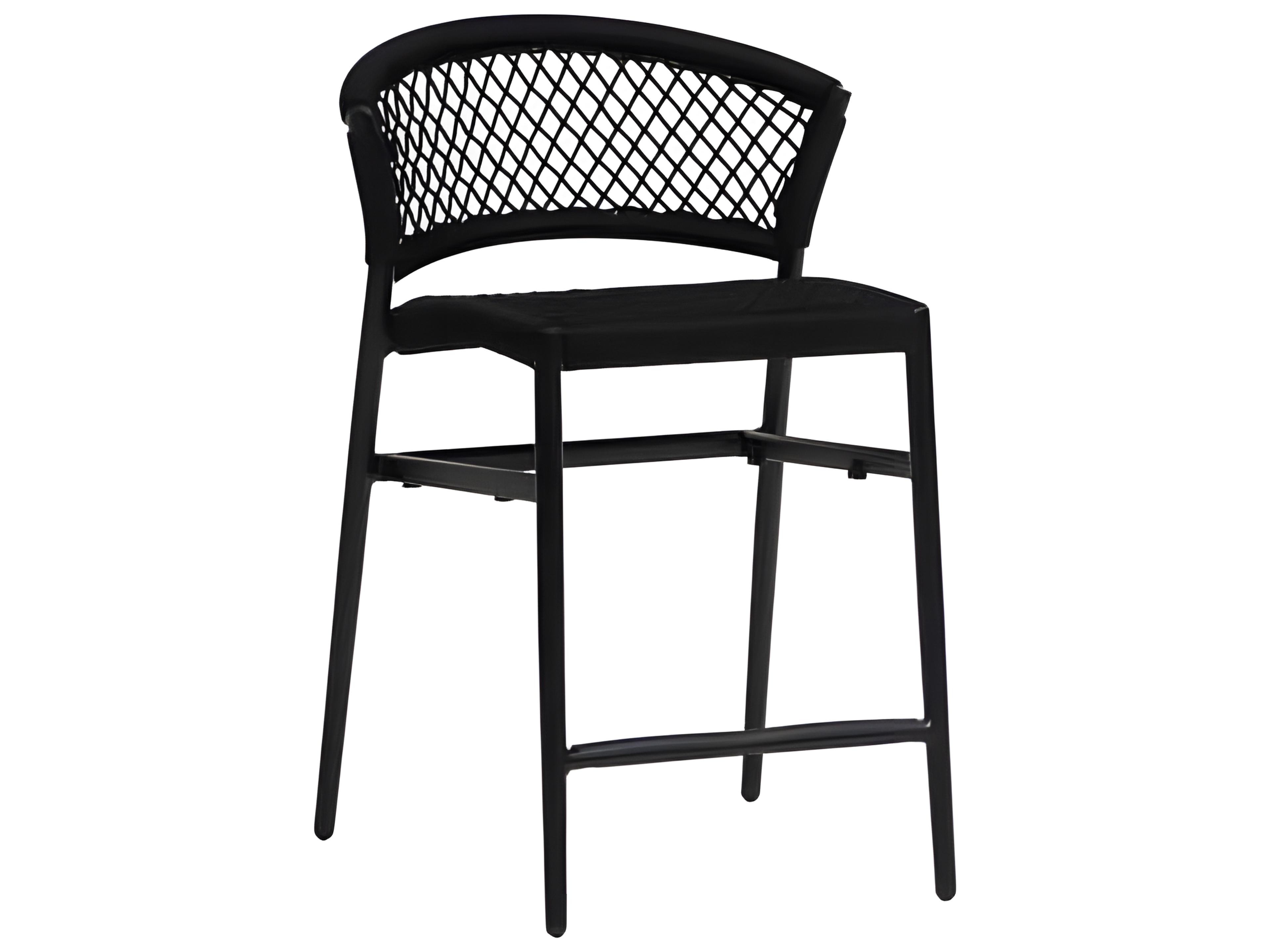 Ria Silver Black Aluminum Rope Counter Stool