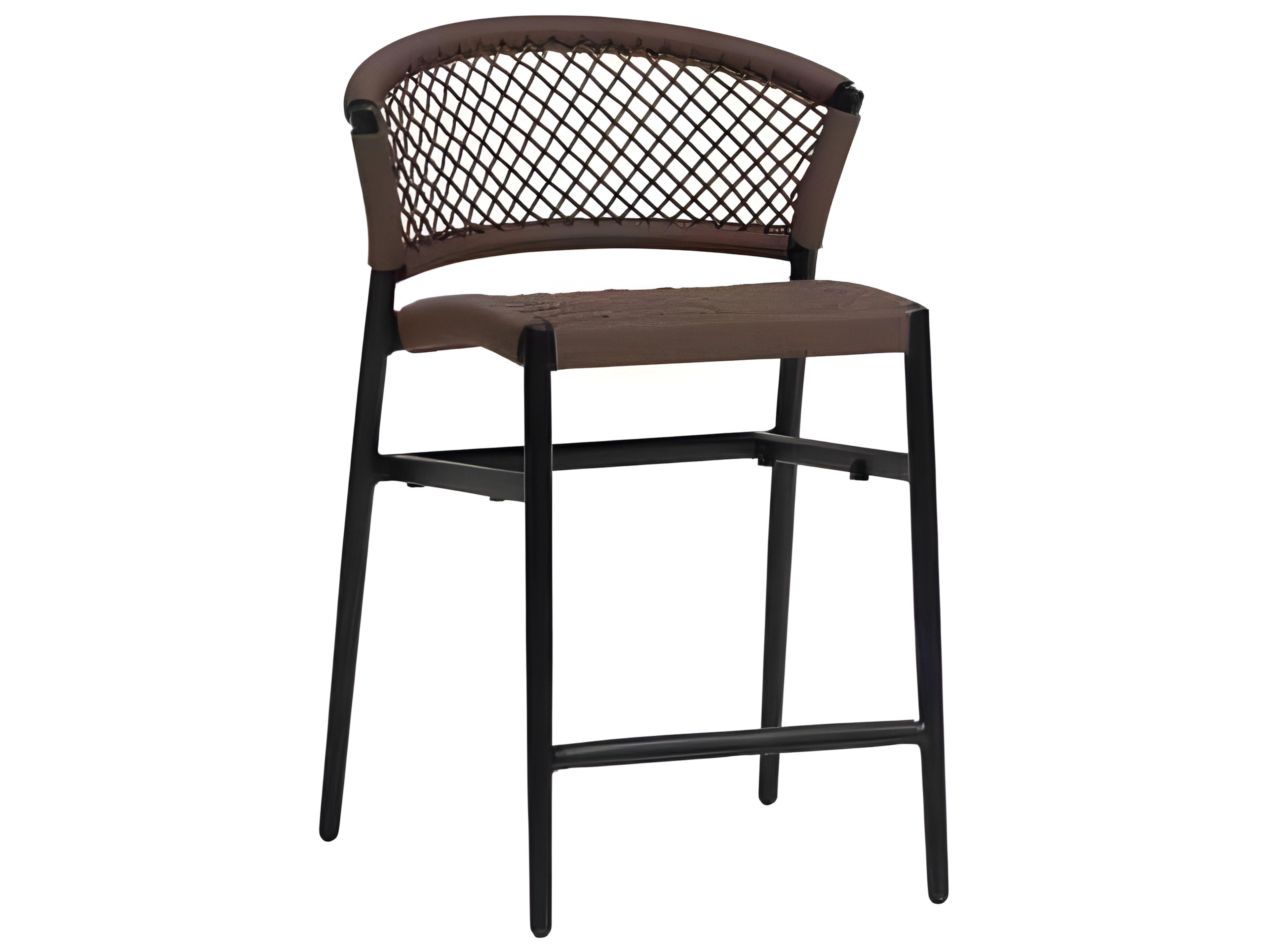 Ria Silver Black Aluminum Rope Counter Stool