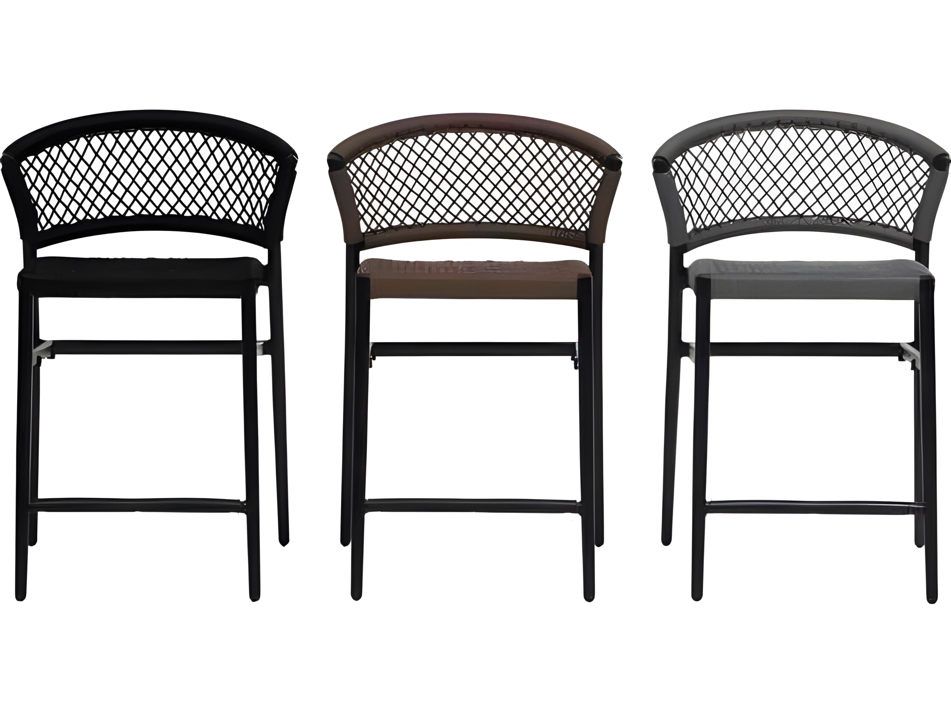 Ratana Ria Silver Black Aluminum Rope Counter Stool