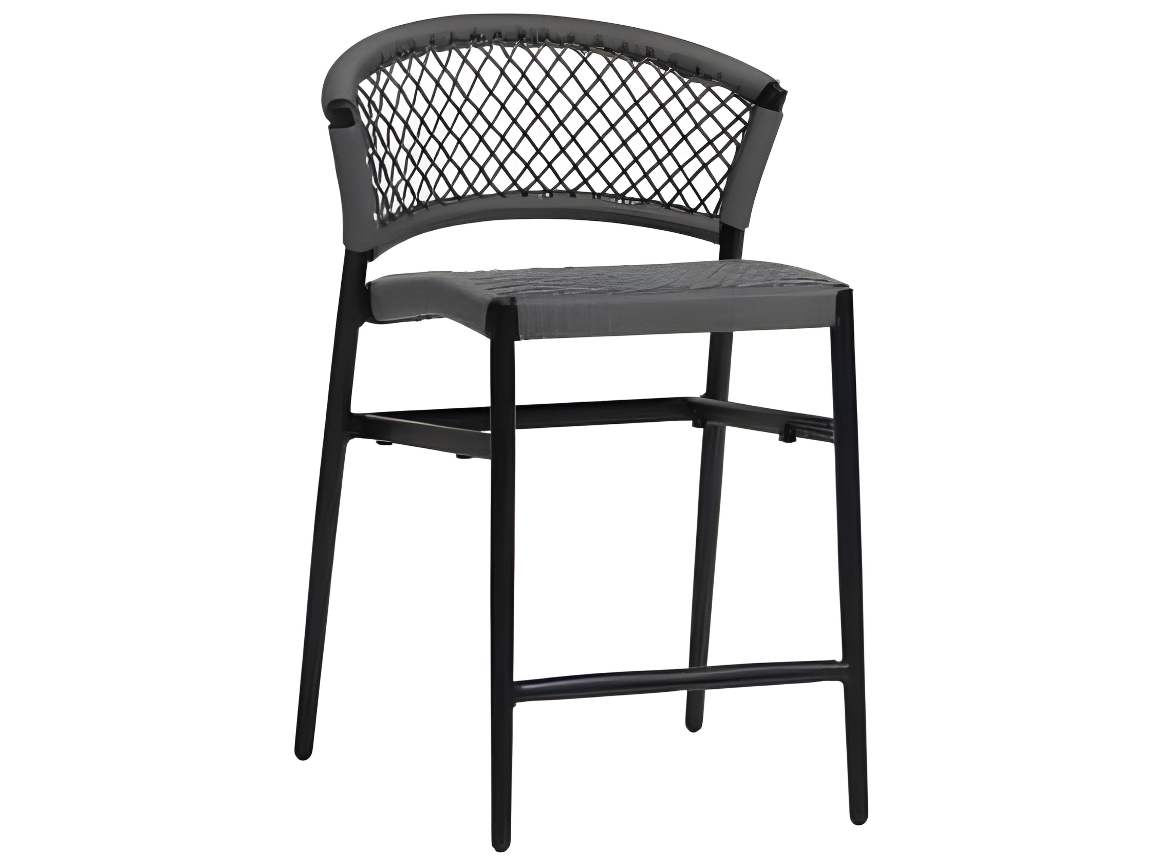 Ria Silver Black Aluminum Rope Counter Stool