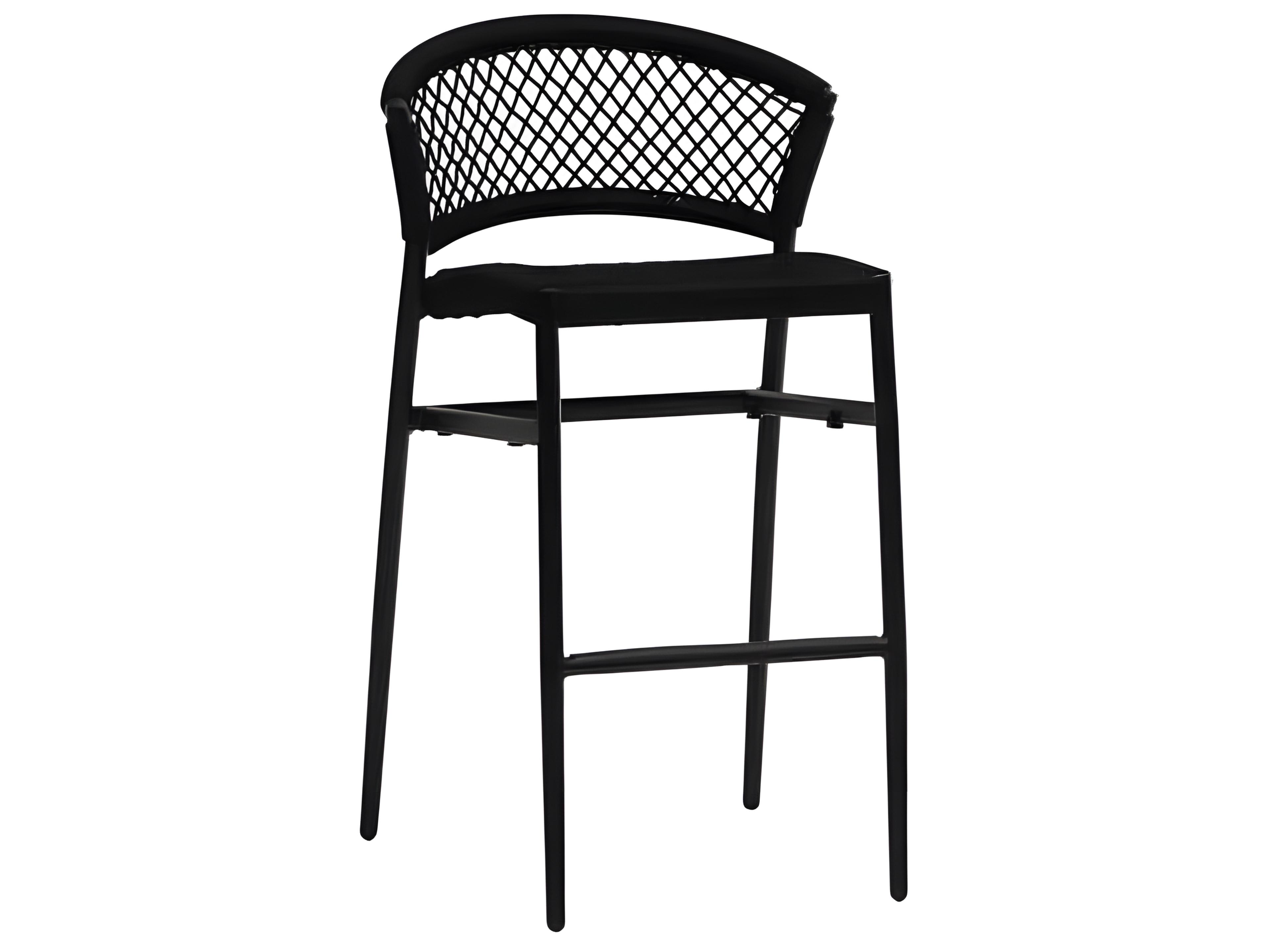 Ria Silver Black Aluminum Rope Bar Stool