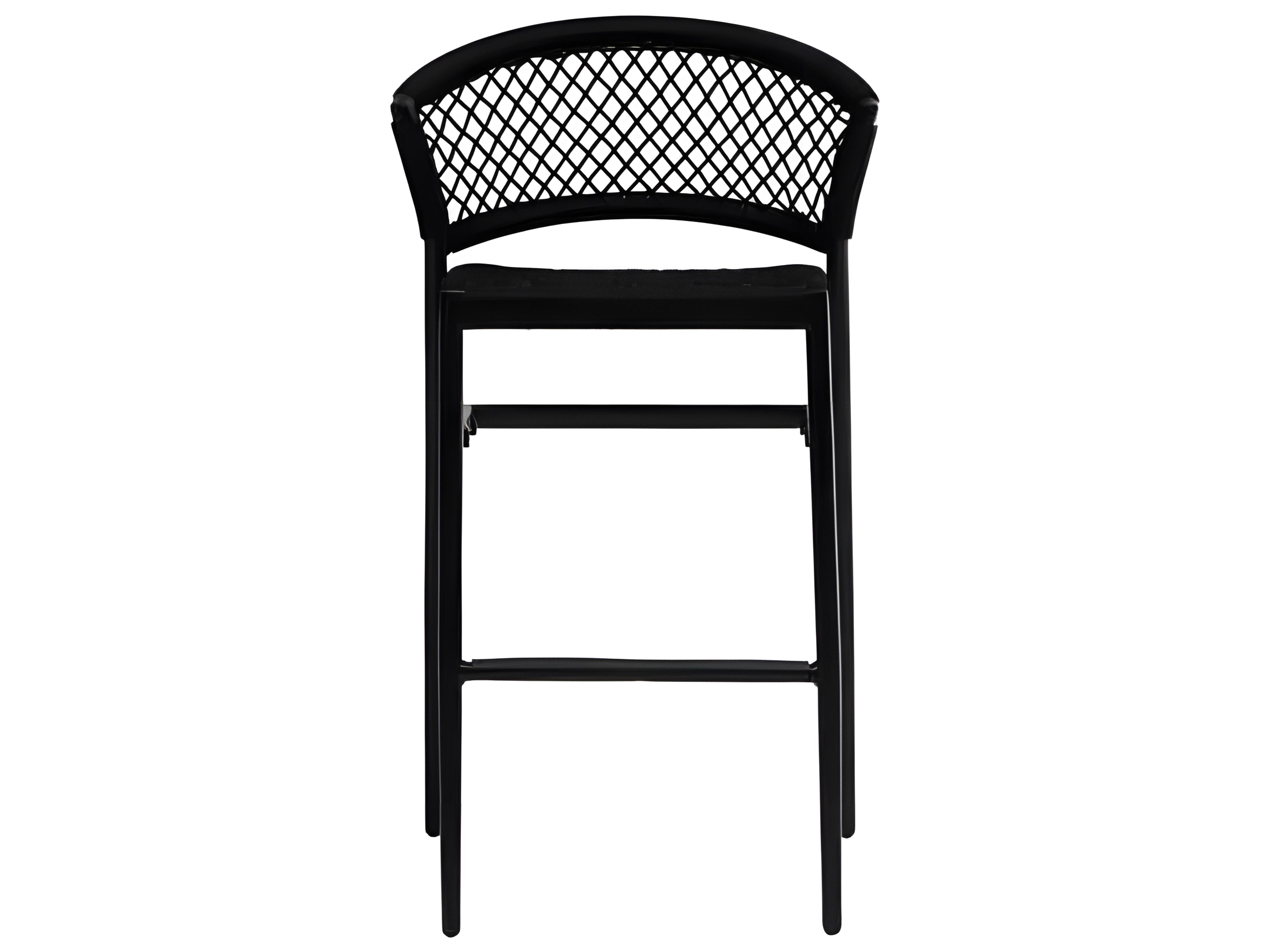 Ratana Ria Silver Black Aluminum Rope Bar Stool