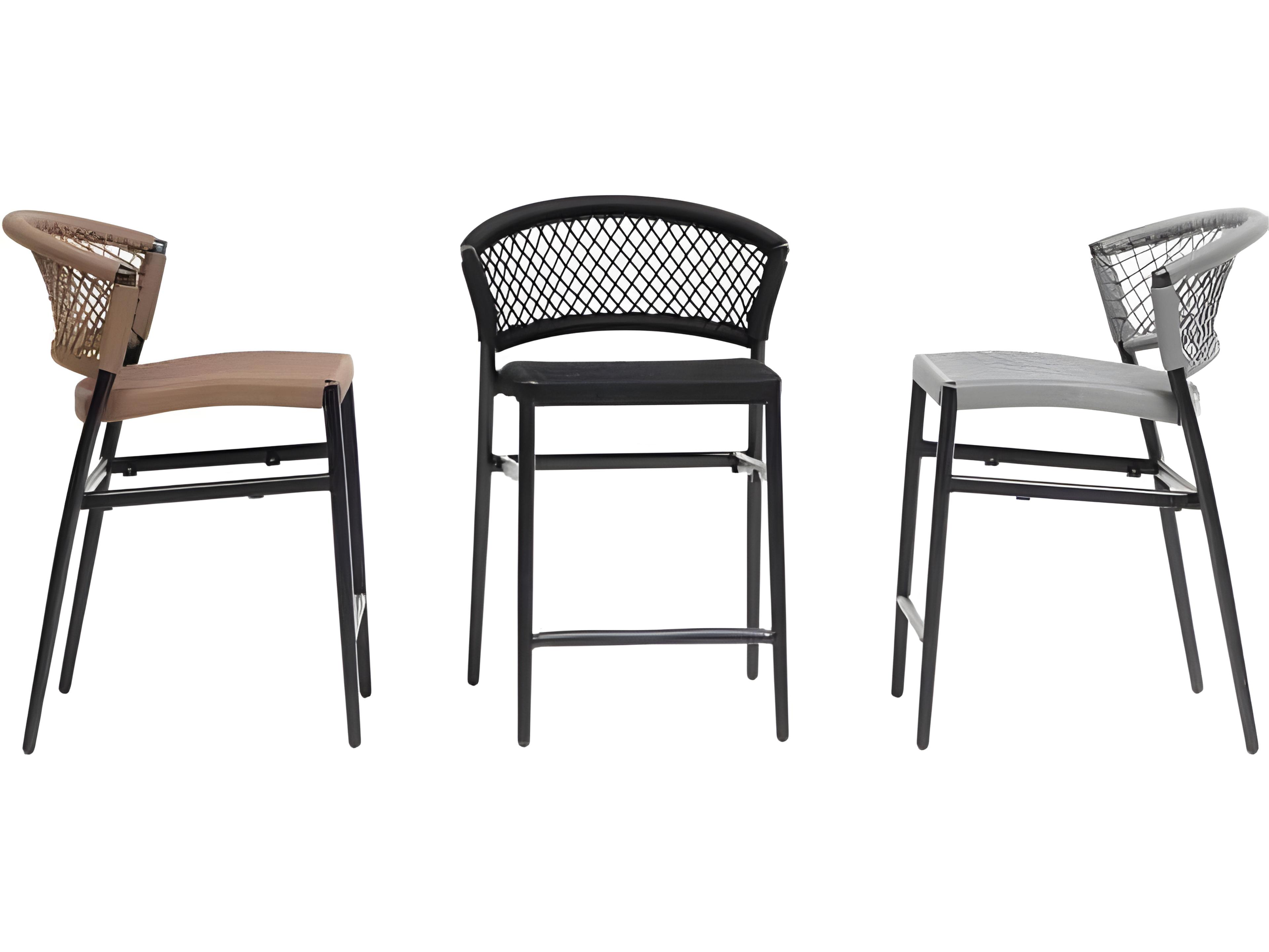 Ratana Ria Silver Black Aluminum Rope Bar Stool