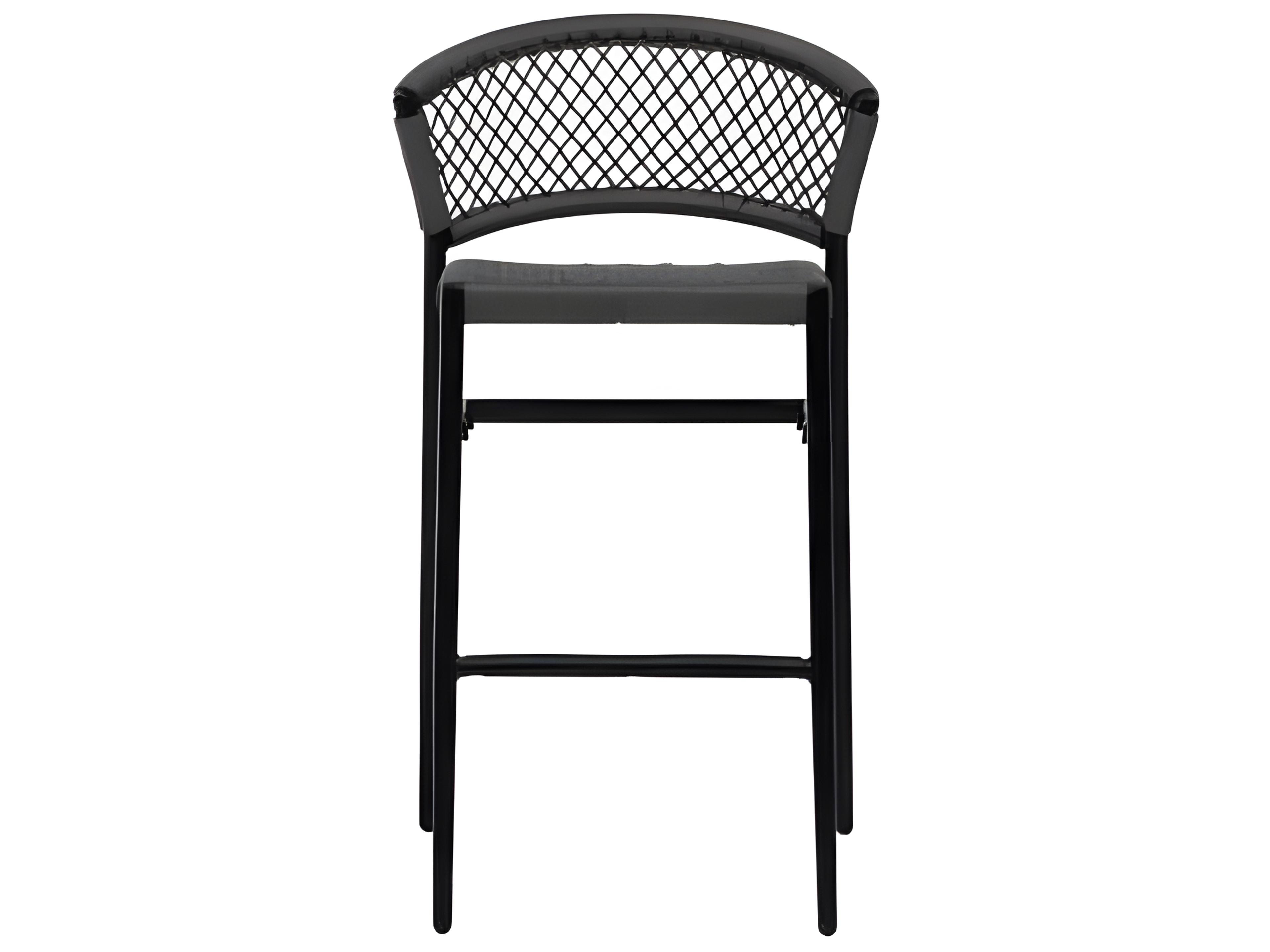 Ratana Ria Silver Black Aluminum Rope Bar Stool