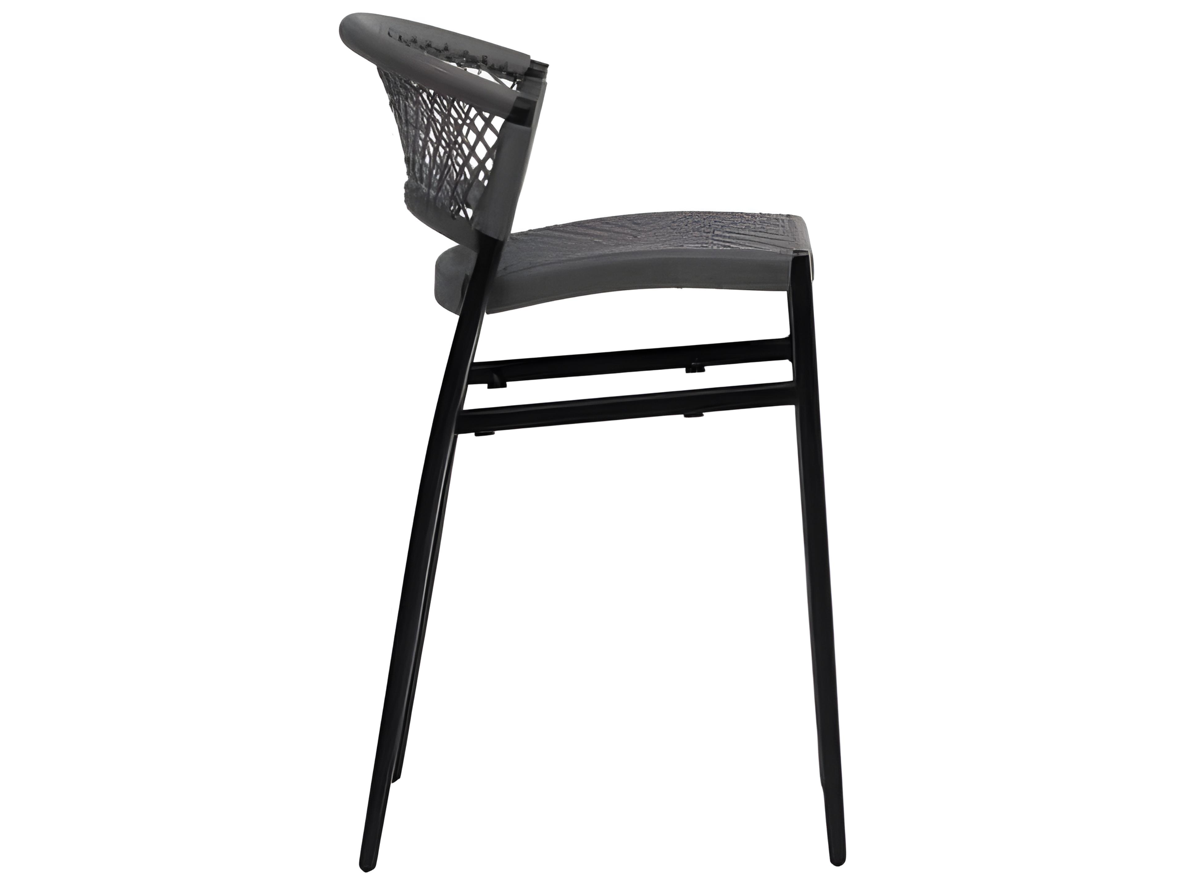Ratana Ria Silver Black Aluminum Rope Bar Stool
