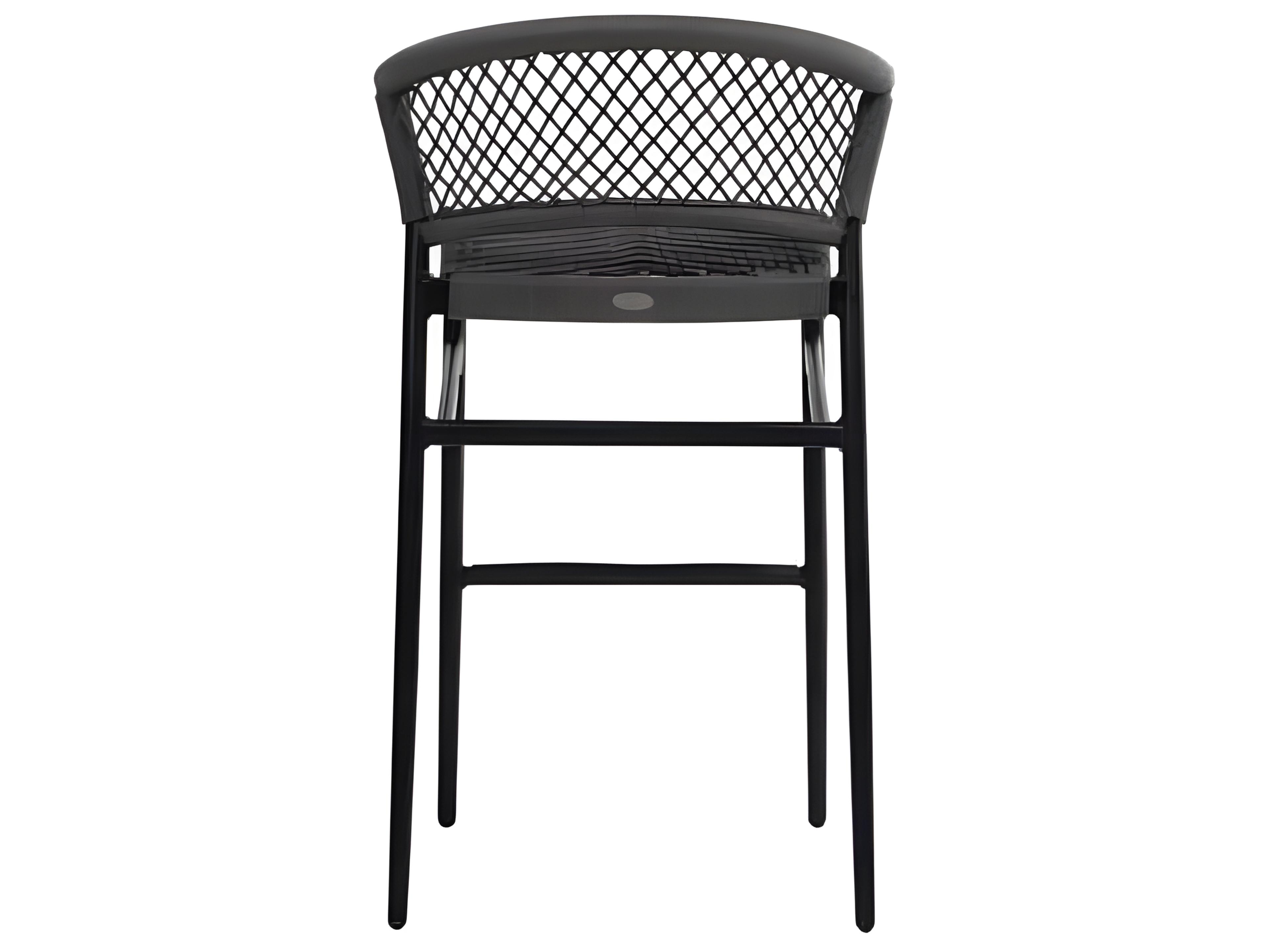 Ratana Ria Silver Black Aluminum Rope Bar Stool