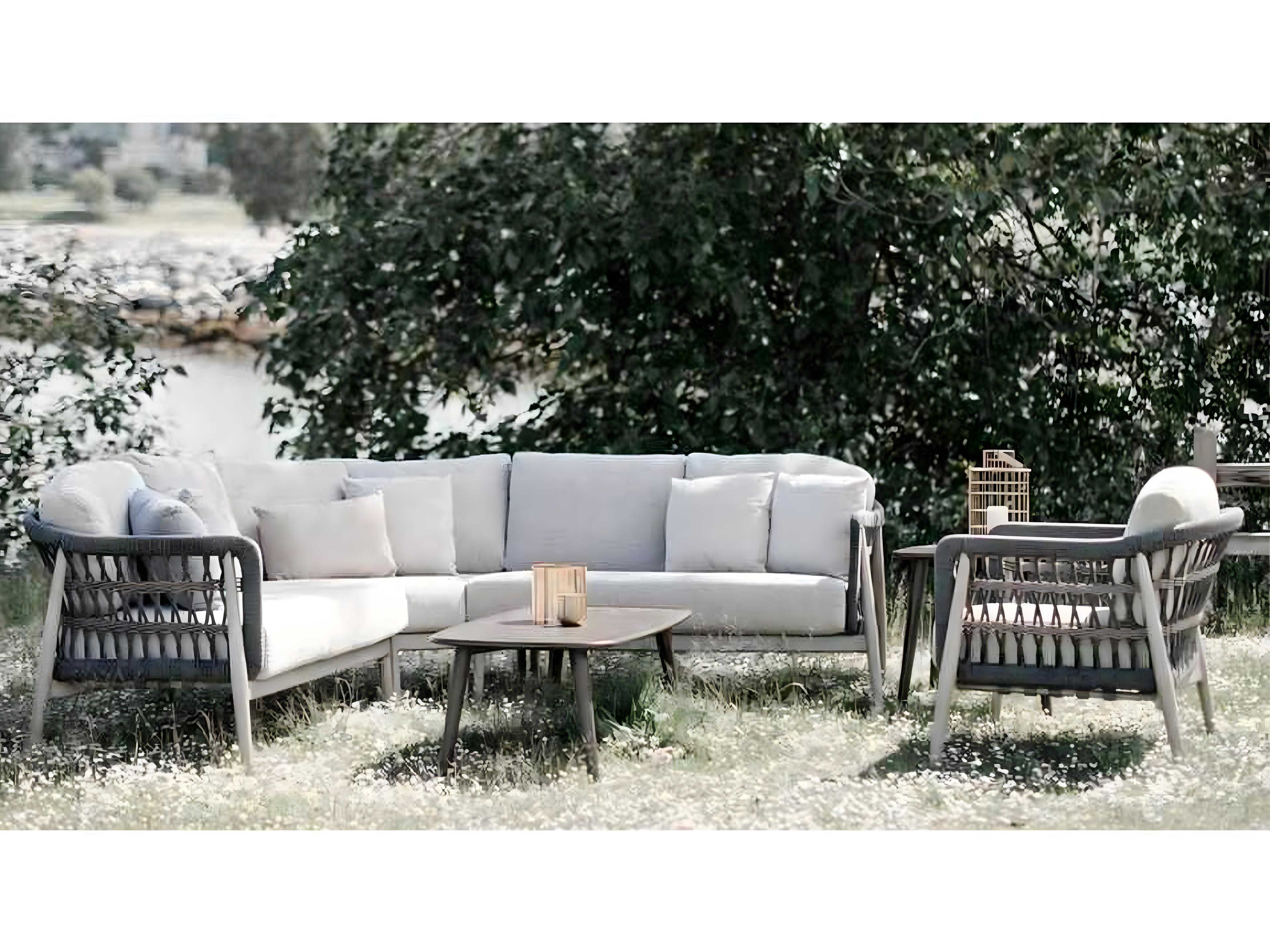 Ratana Coconut Grove Silver Pearl Aluminum Cushion Loveseat