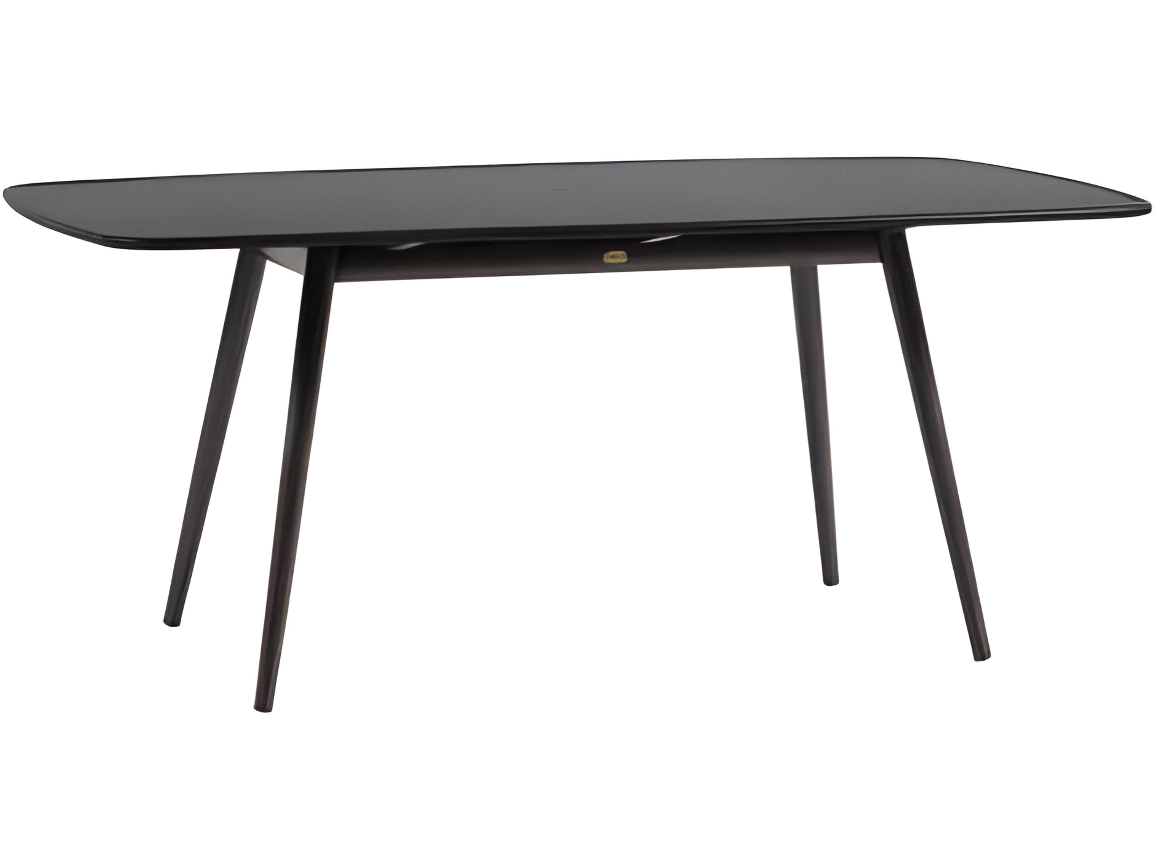 Alinea Silver Ash Grey Aluminum Rectangular Umbrella Hole Dining Table