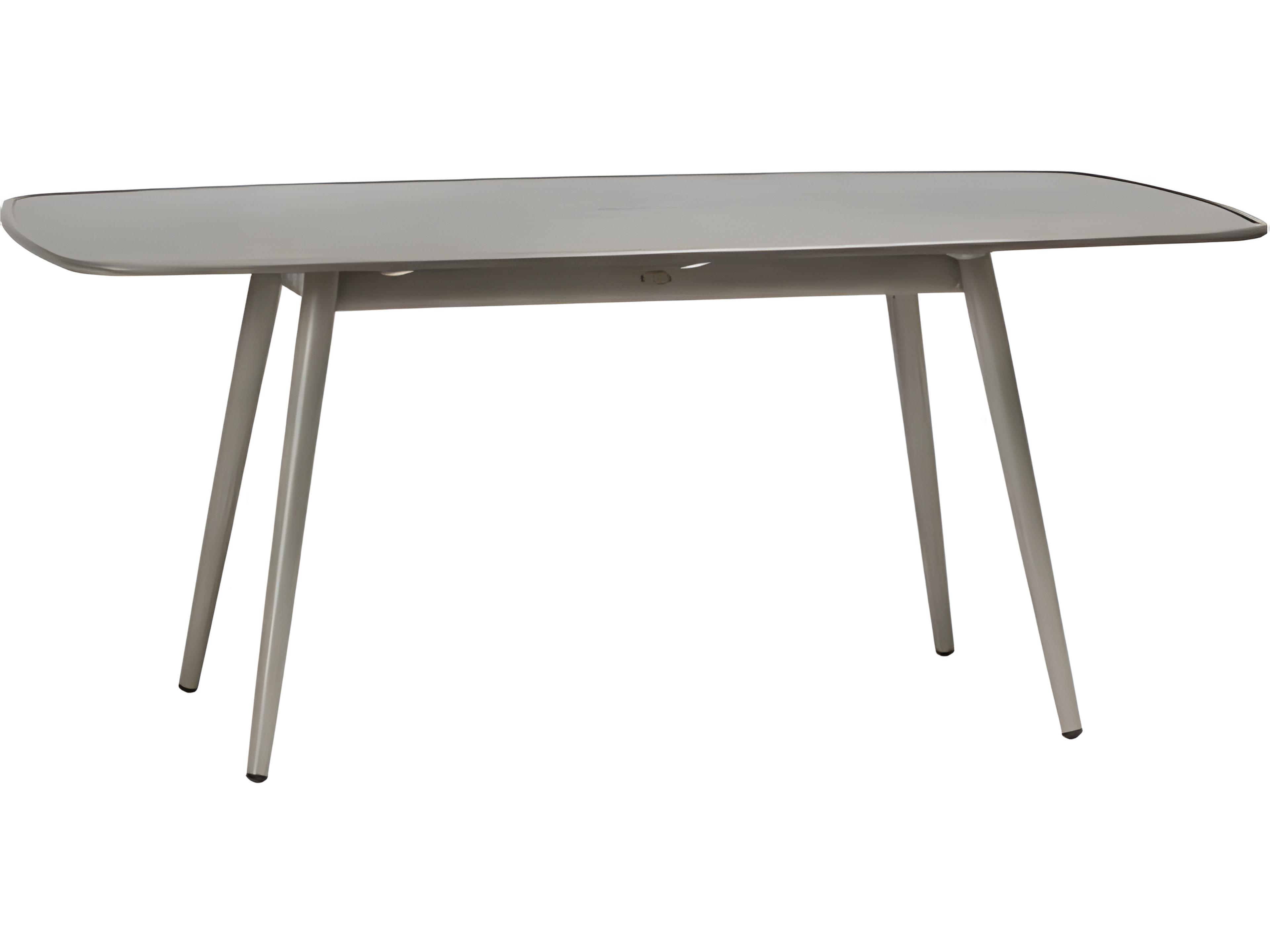 Alinea Silver Pearl Aluminum Rectangular Umbrella Hole Dining Table