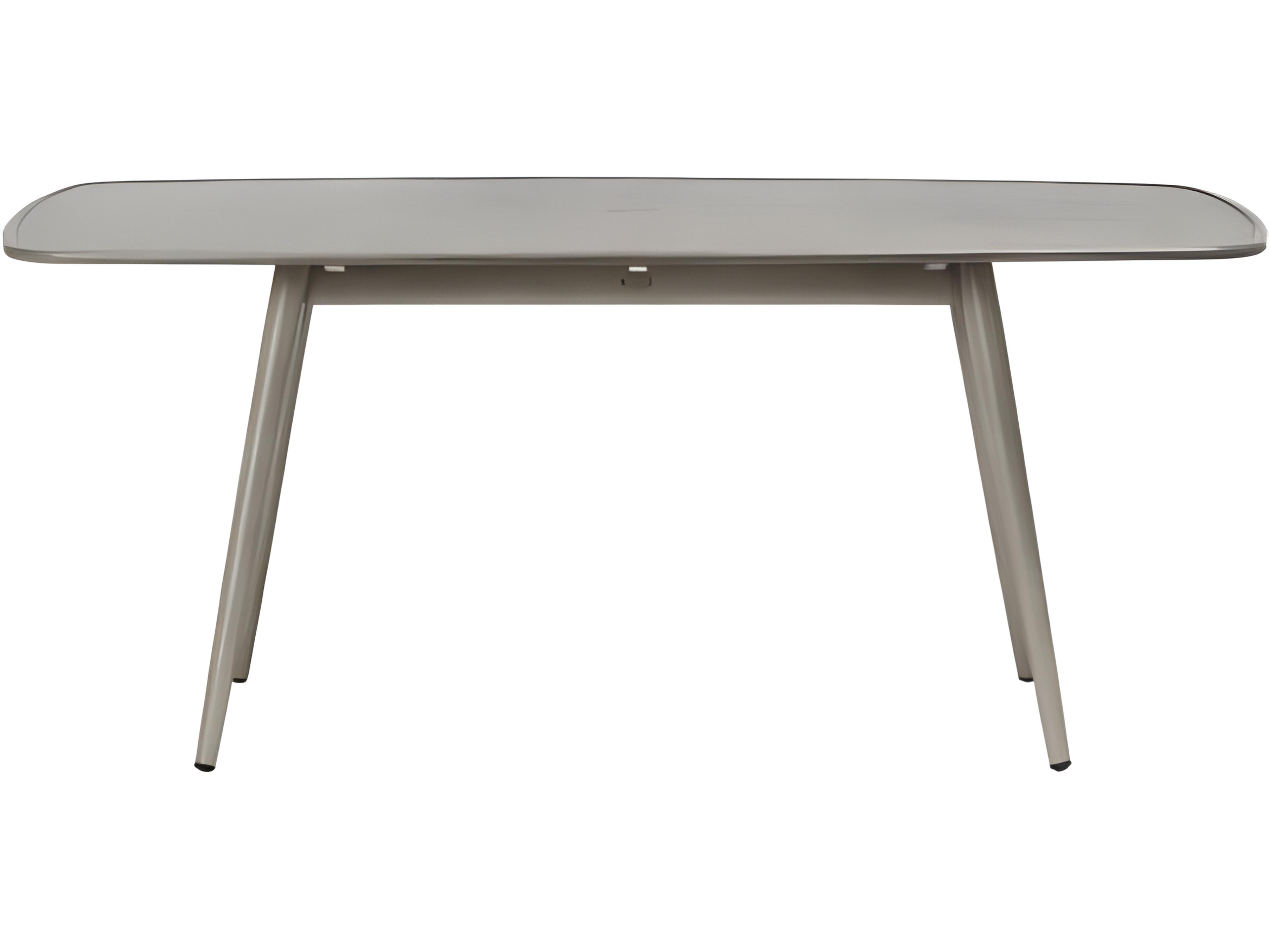 Ratana Alinea Silver Pearl Aluminum Rectangular Umbrella Hole Dining Table