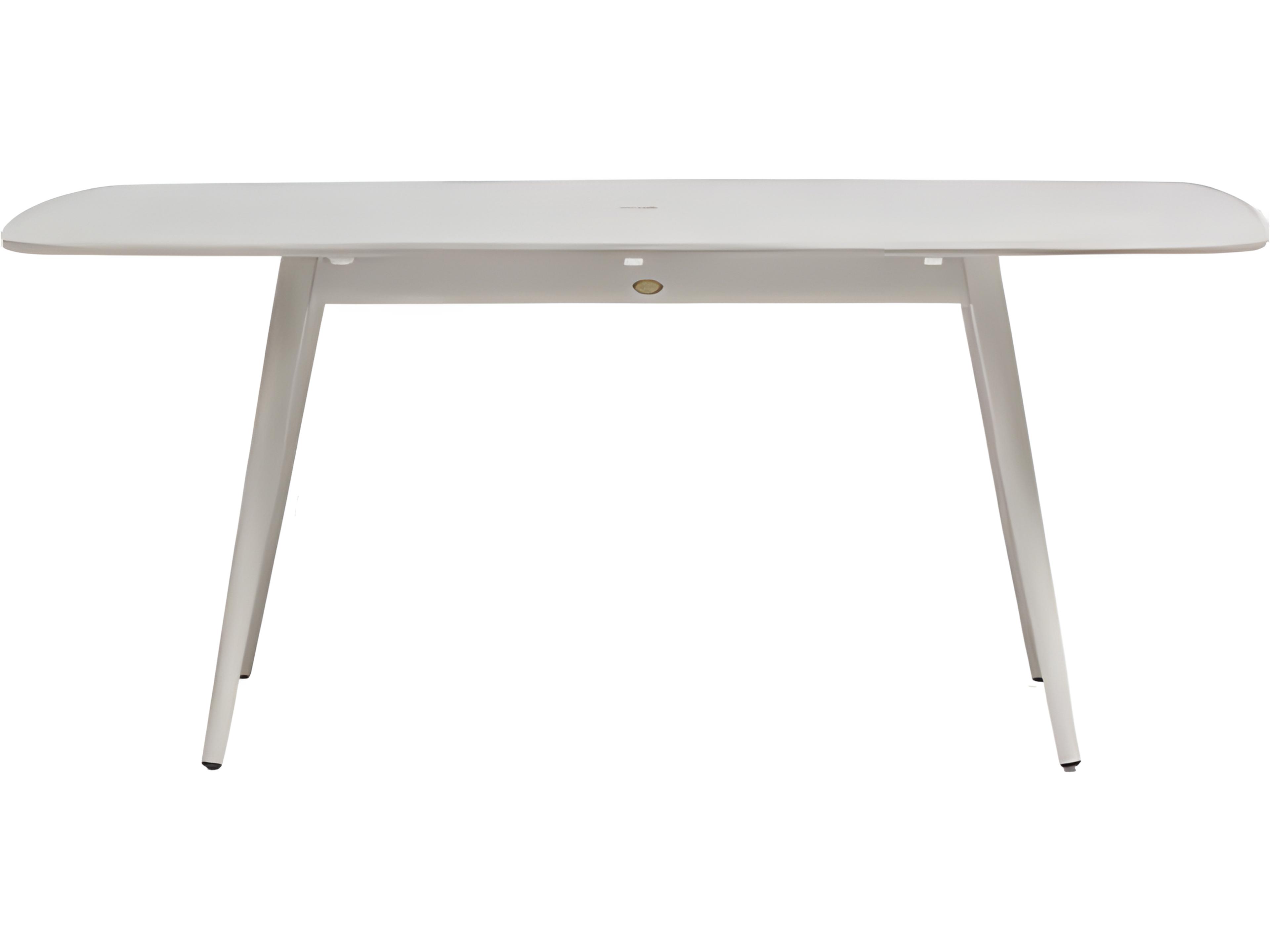 Ratana Alinea Silver Whitewash Aluminum Rectangular Umbrella Hole Dining Table