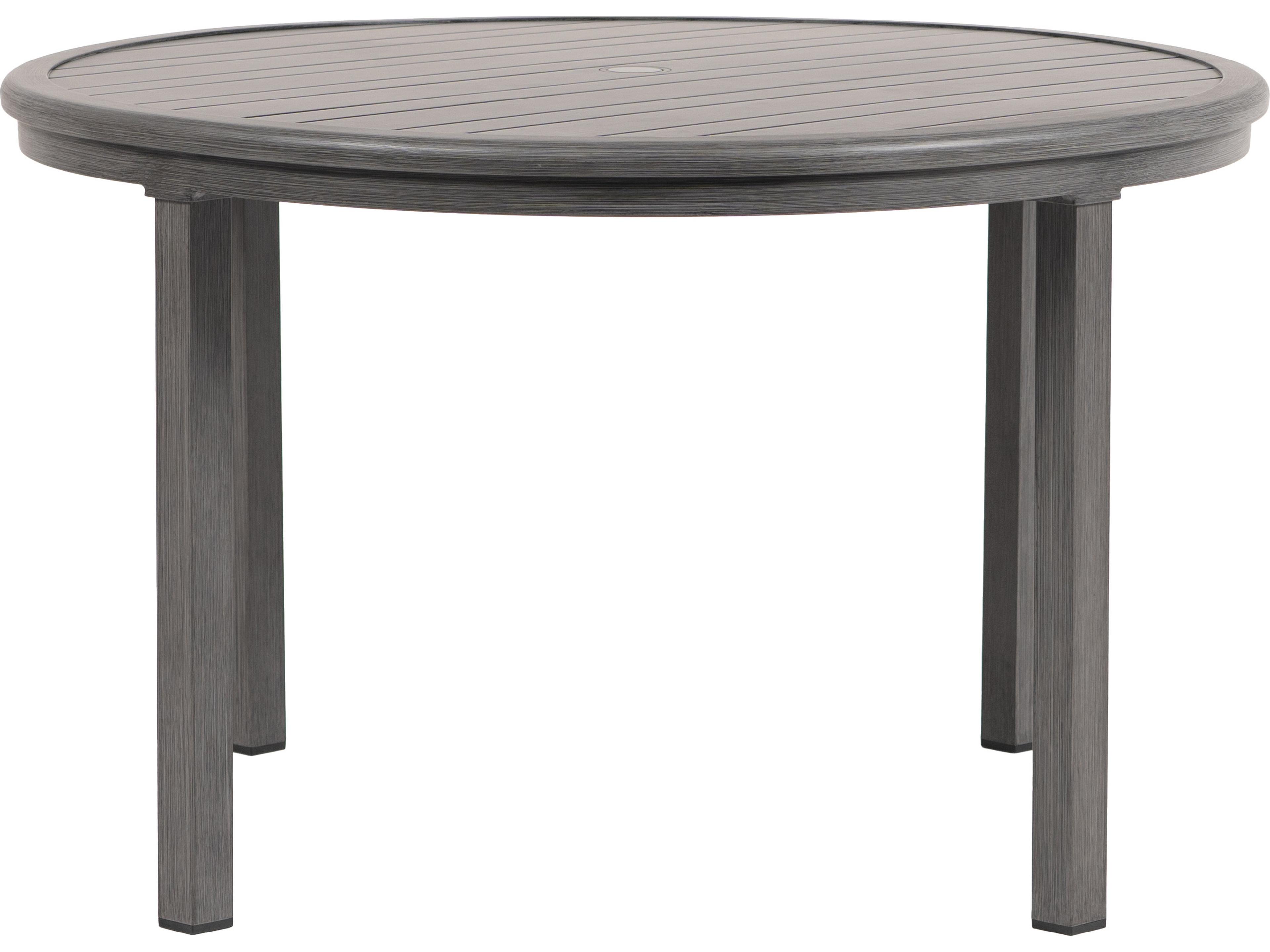 Ratana Canbria Tables Aluminum Round Umbrella Hole Dining Table