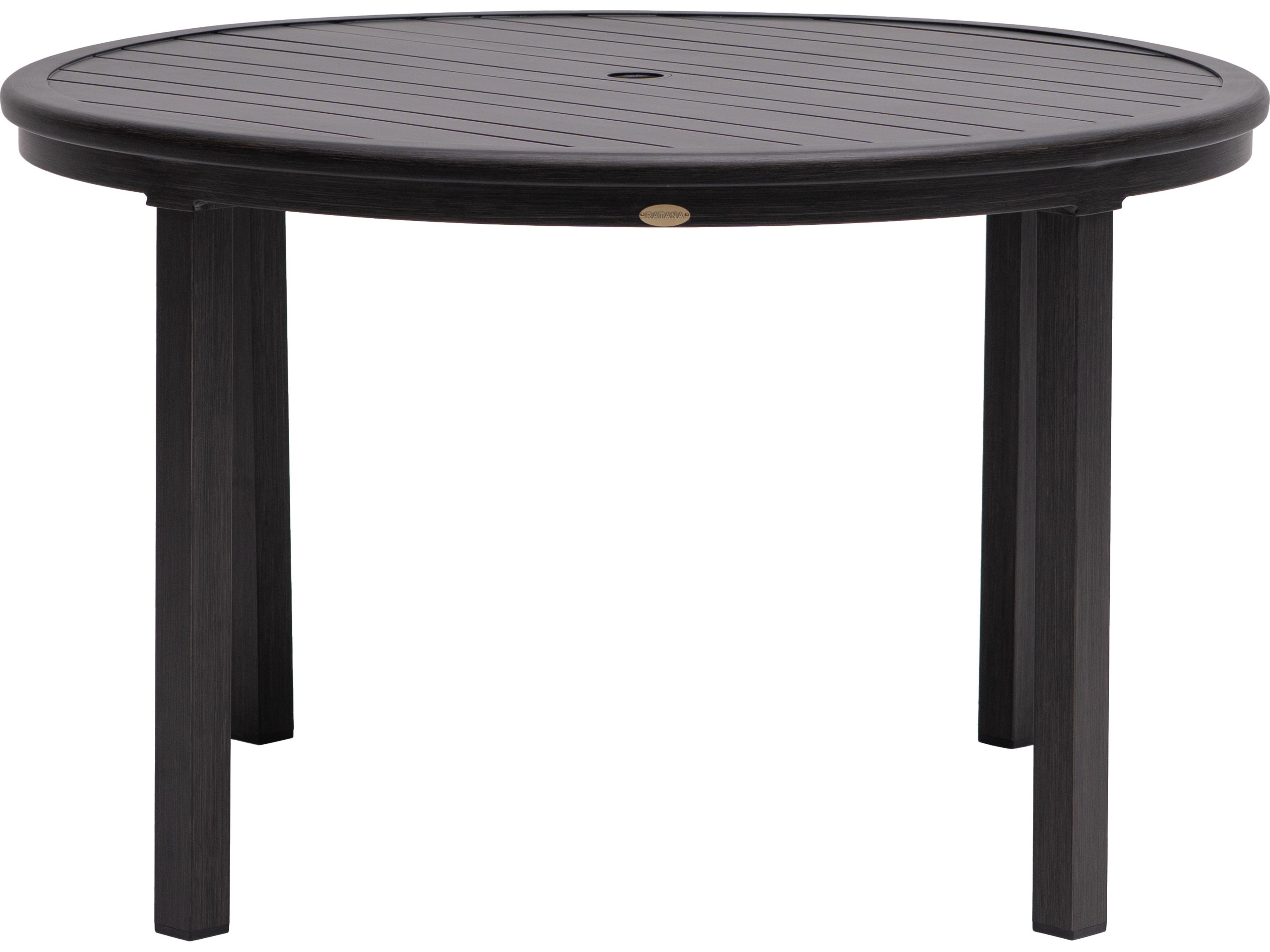 Ratana Canbria Tables Aluminum Round Umbrella Hole Dining Table