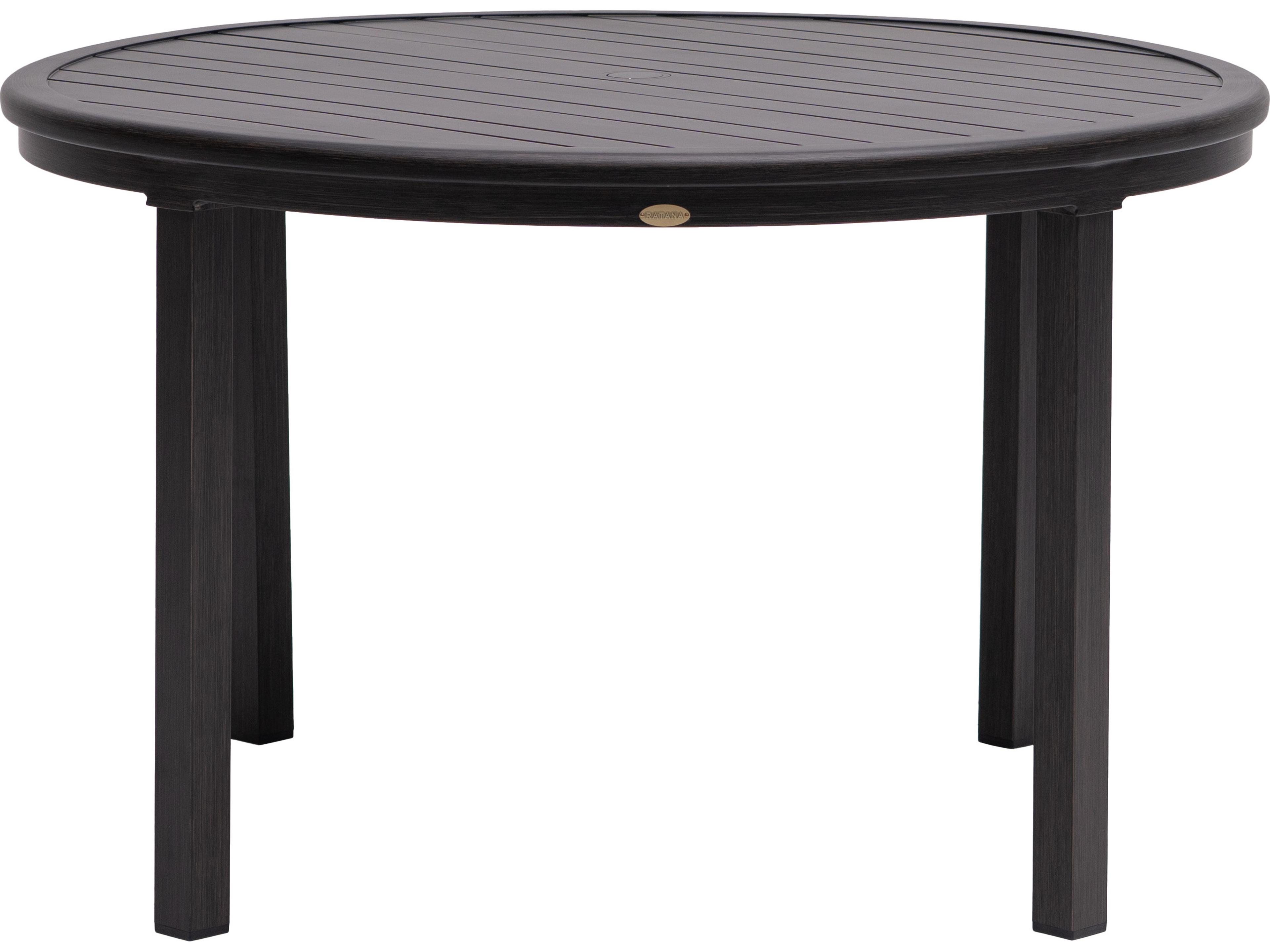 Ratana Canbria Tables Aluminum Round Umbrella Hole Dining Table