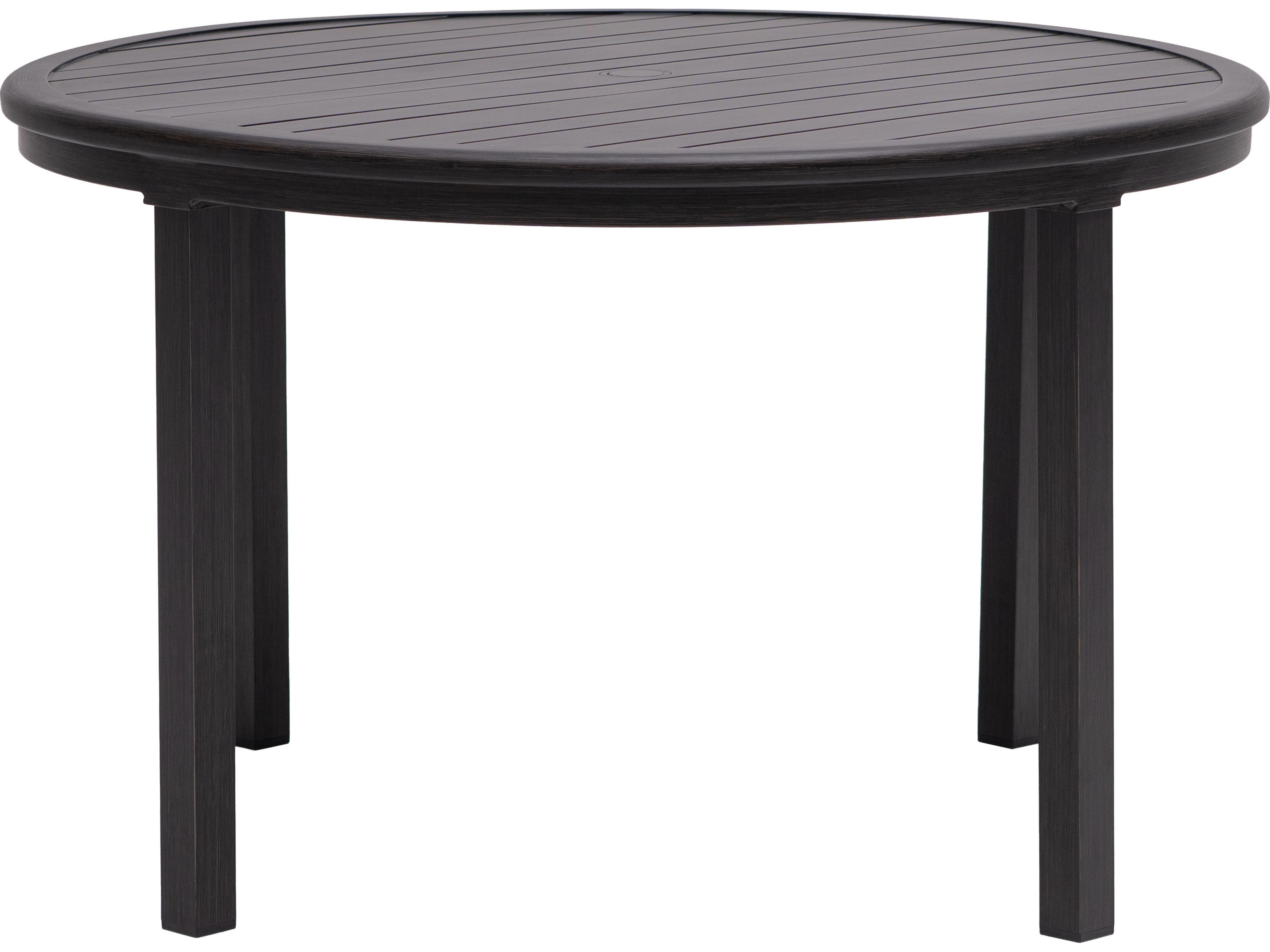 Ratana Canbria Tables Aluminum Round Umbrella Hole Dining Table