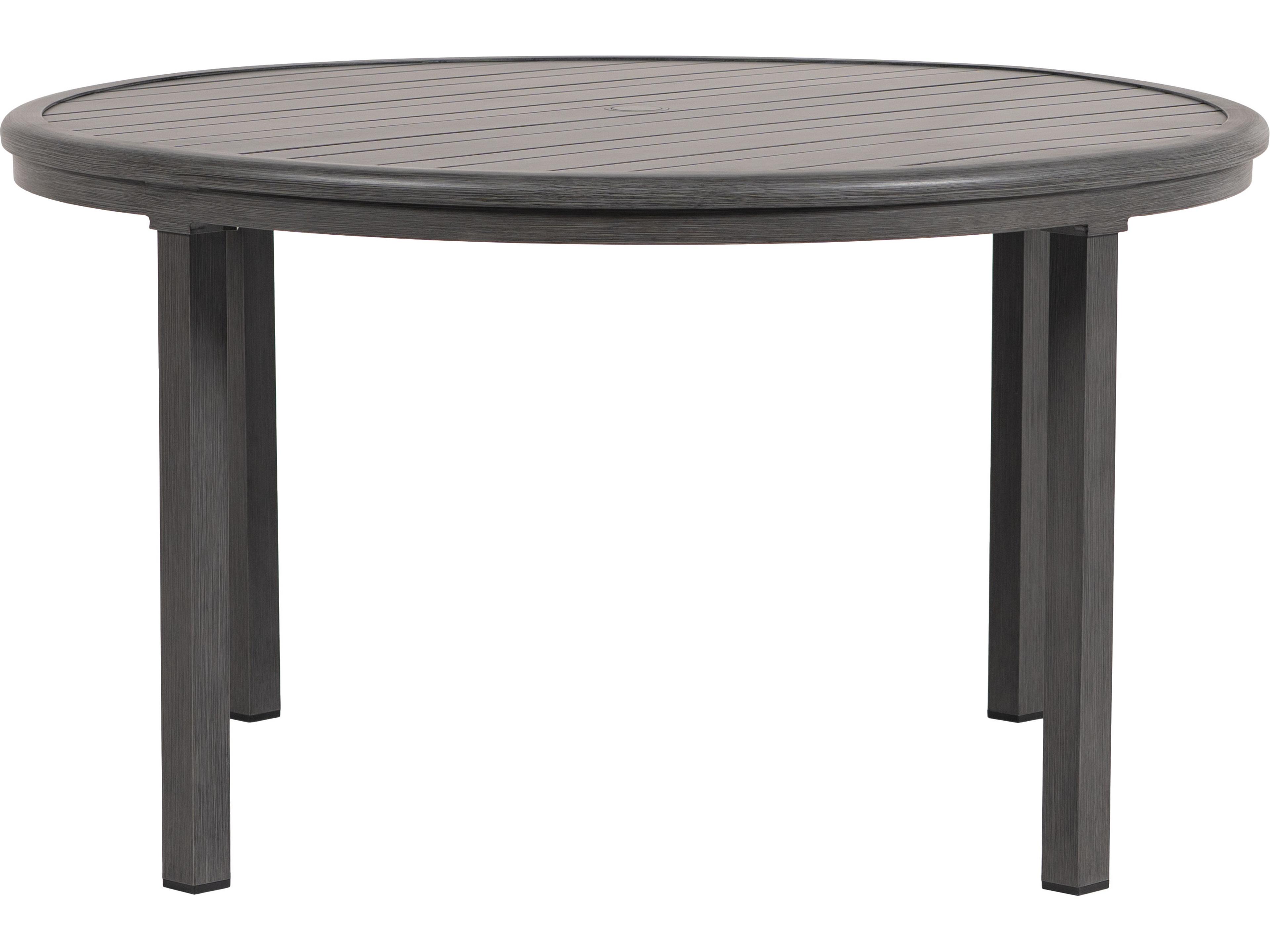 Ratana Canbria Tables Aluminum Round Umbrella Hole Dining Table