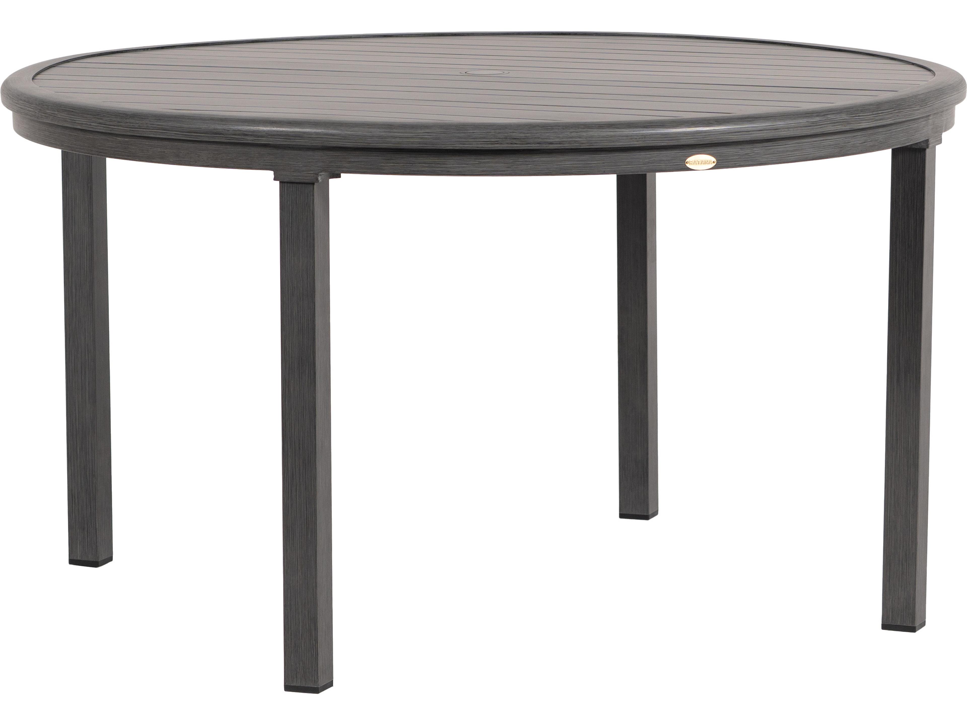Ratana Canbria Tables Aluminum Round Umbrella Hole Dining Table