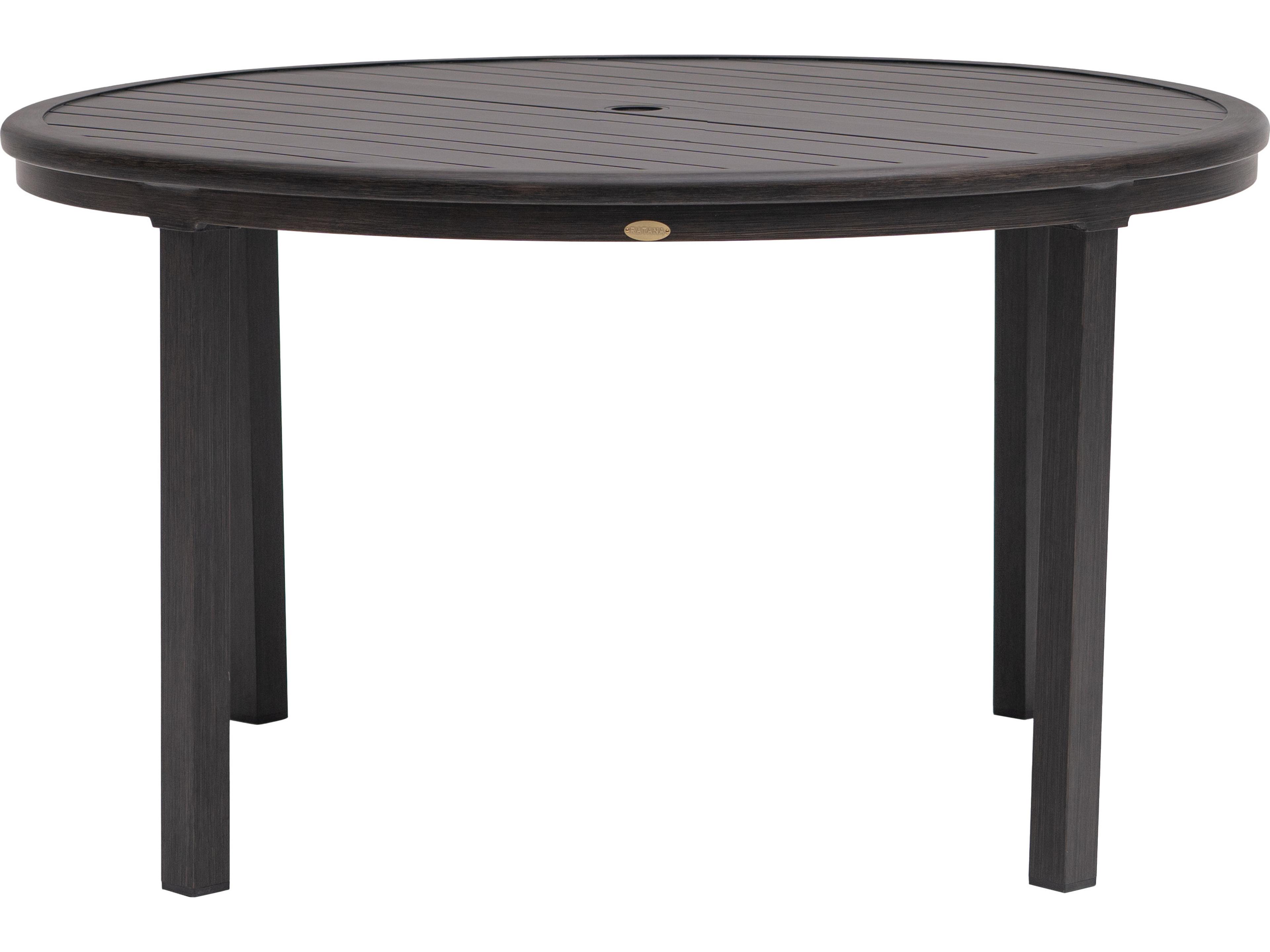 Ratana Canbria Tables Aluminum Round Umbrella Hole Dining Table