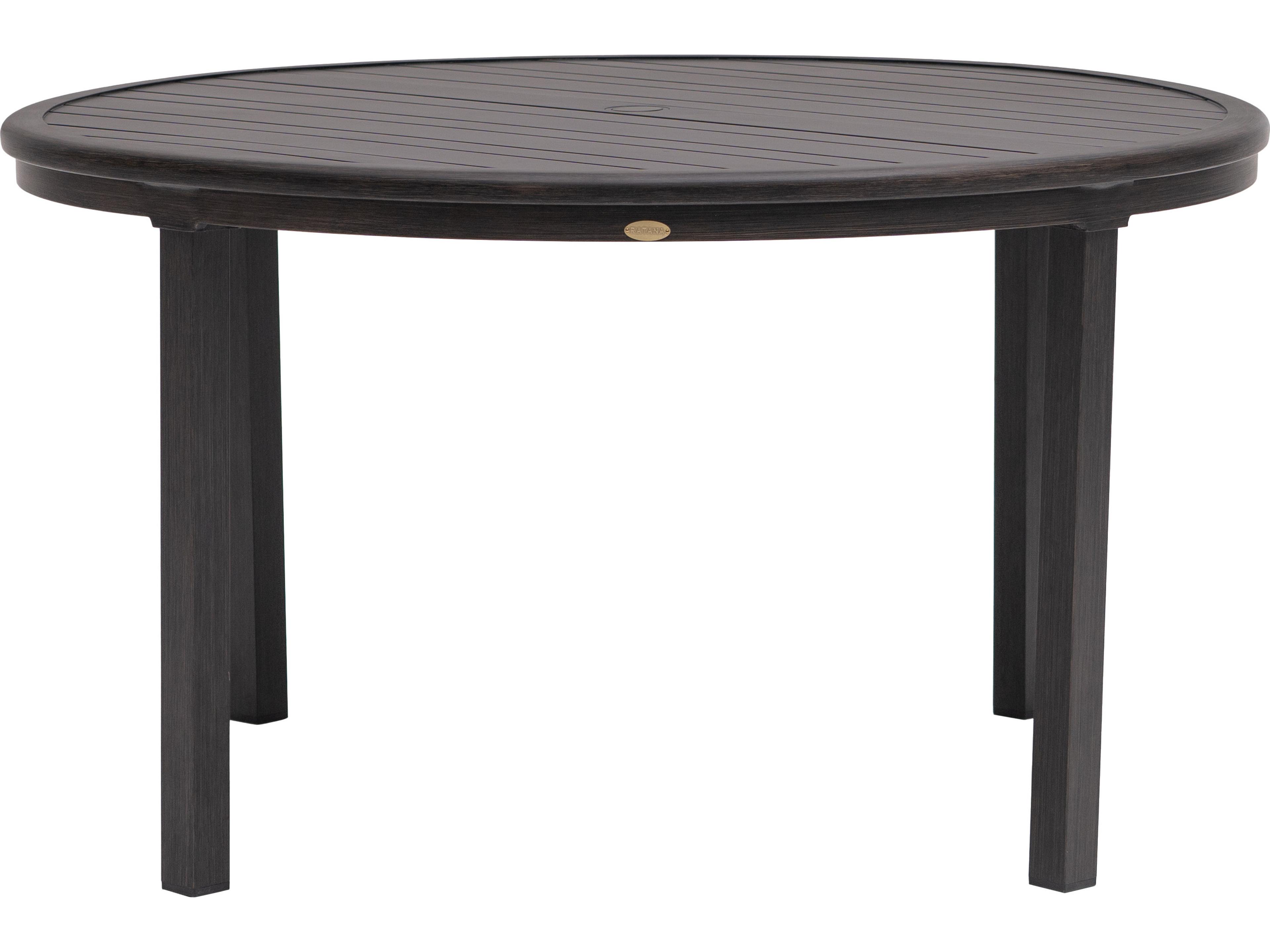 Ratana Canbria Tables Aluminum Round Umbrella Hole Dining Table