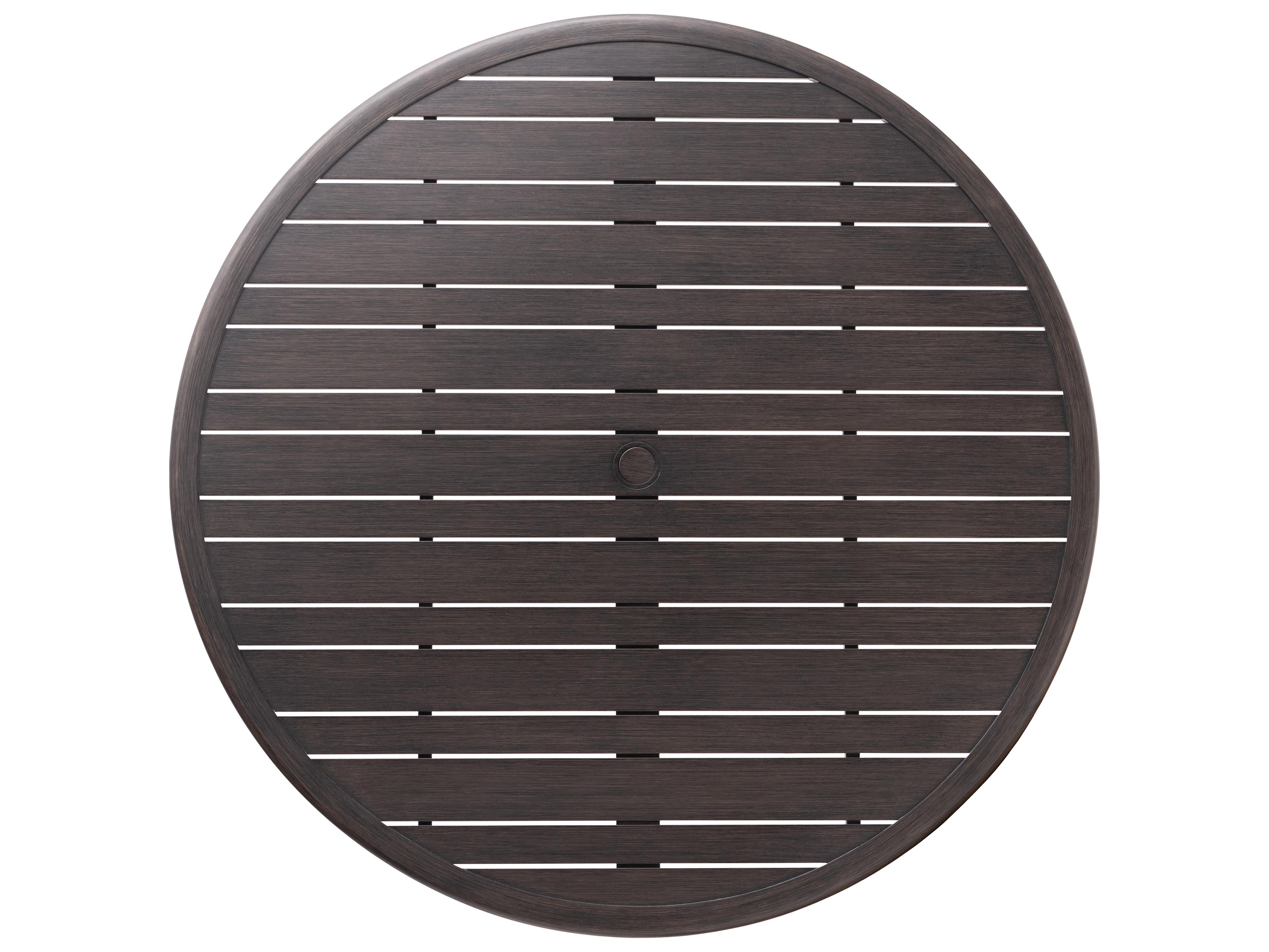 Ratana Canbria Tables Aluminum Round Umbrella Hole Dining Table