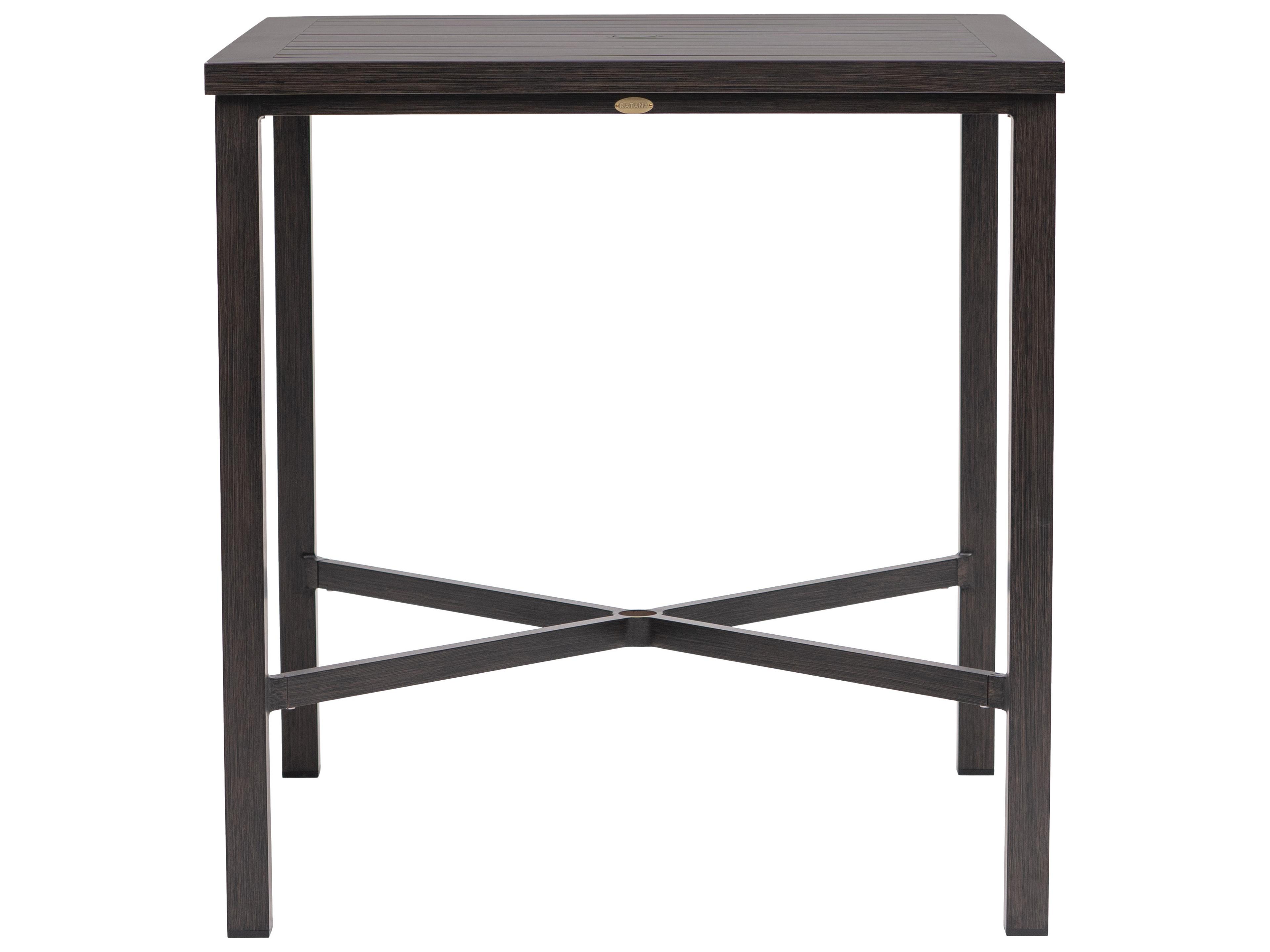 Ratana Canbria Tables Aluminum Square Umbrella Hole Bar Table