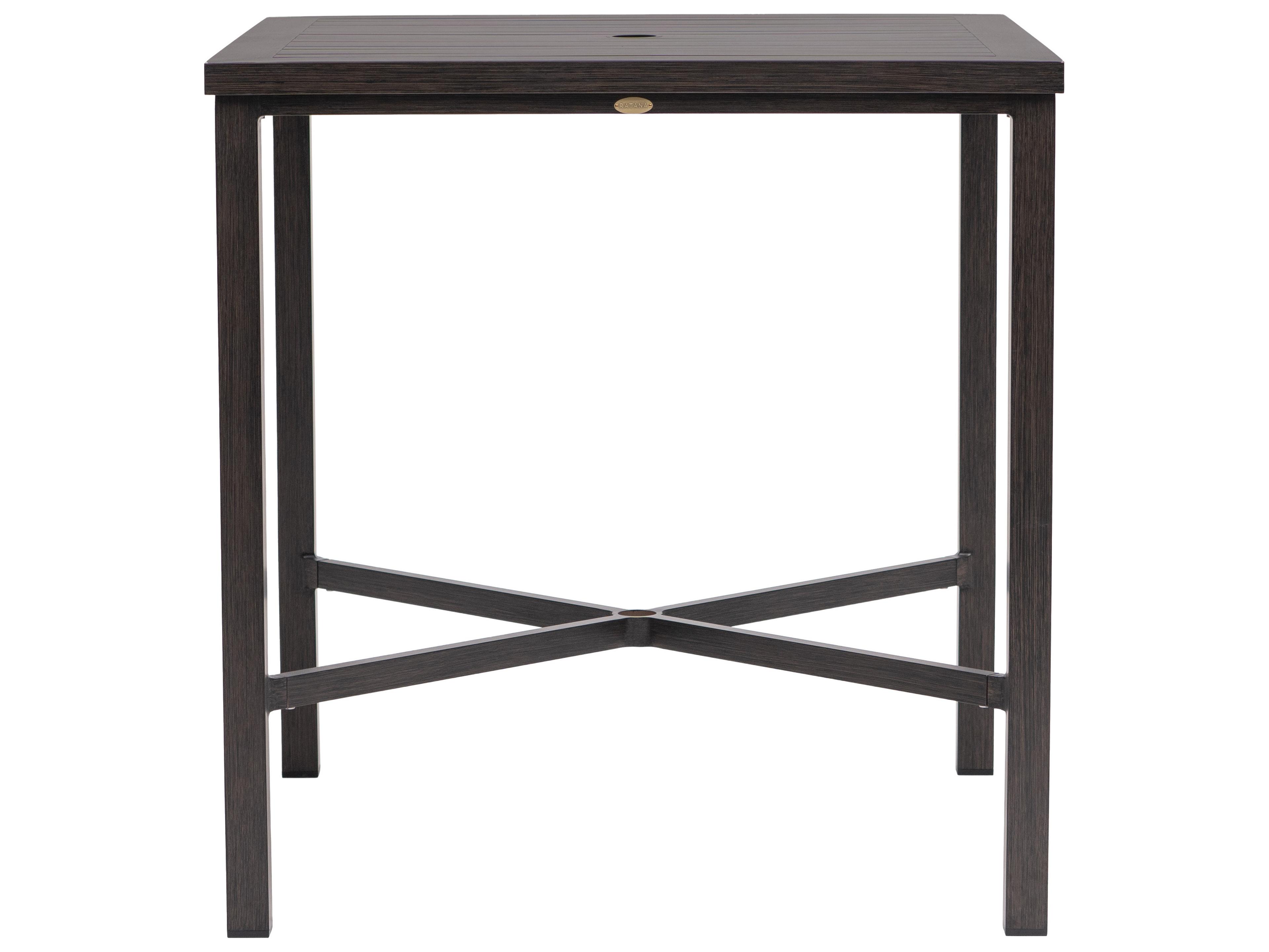 Ratana Canbria Tables Aluminum Square Umbrella Hole Bar Table