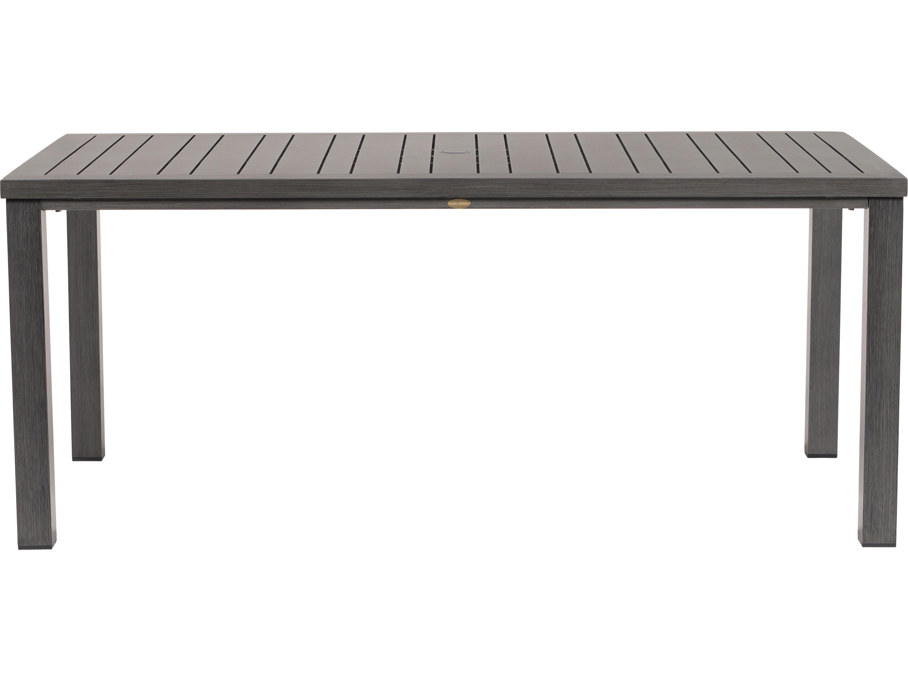 Ratana Canbria Tables Aluminum Rectangular Umbrella Hole Dining Table