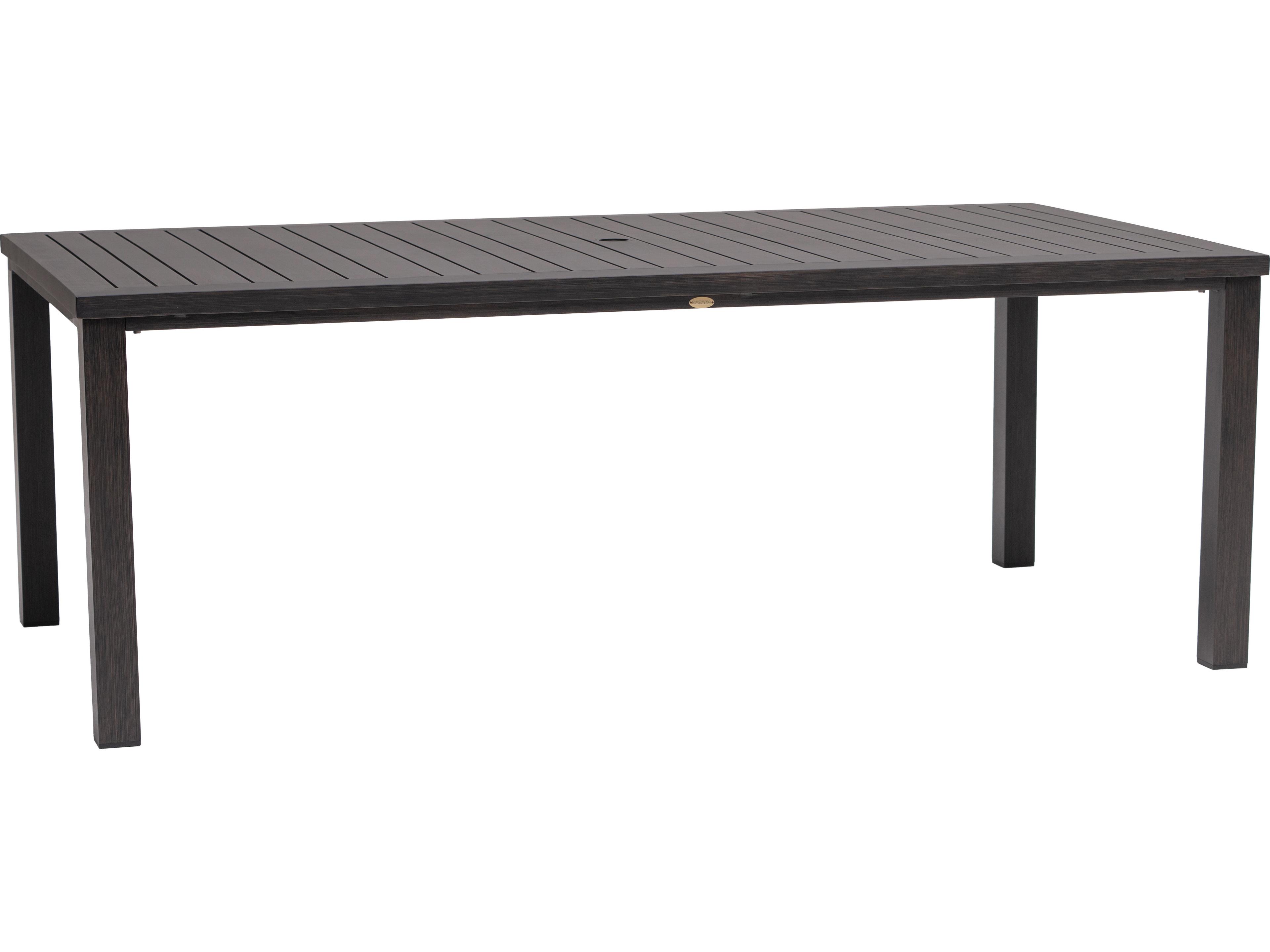 Canbria Tables Aluminum Rectangular Umbrella Hole Dining Table