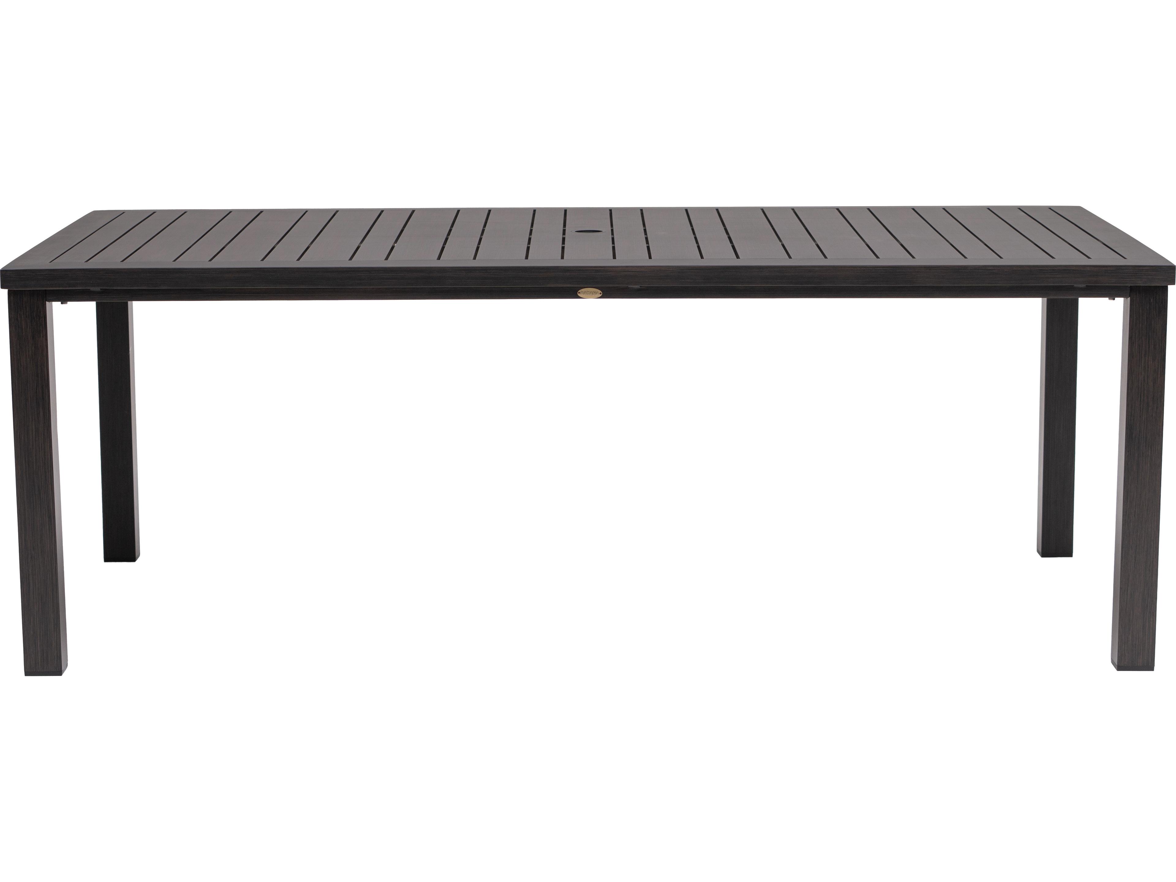 Ratana Canbria Tables Aluminum Rectangular Umbrella Hole Dining Table