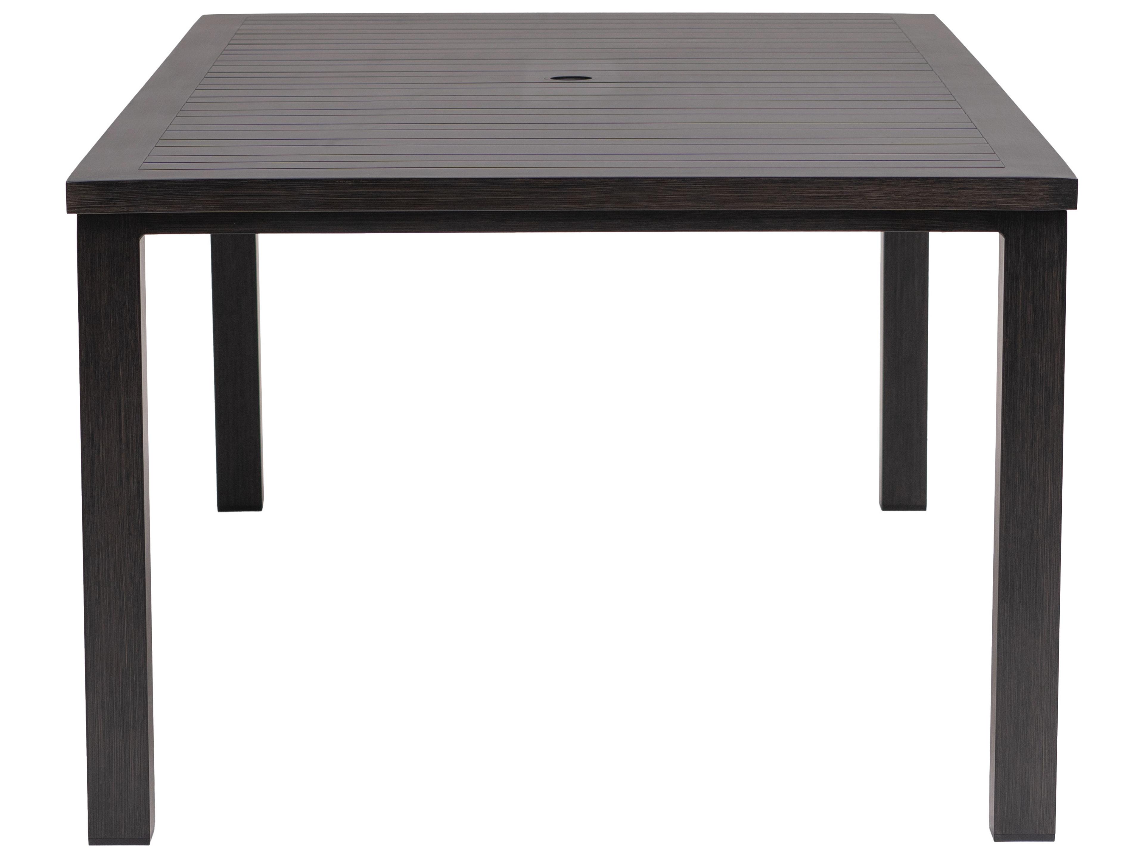 Ratana Canbria Tables Aluminum Rectangular Umbrella Hole Dining Table