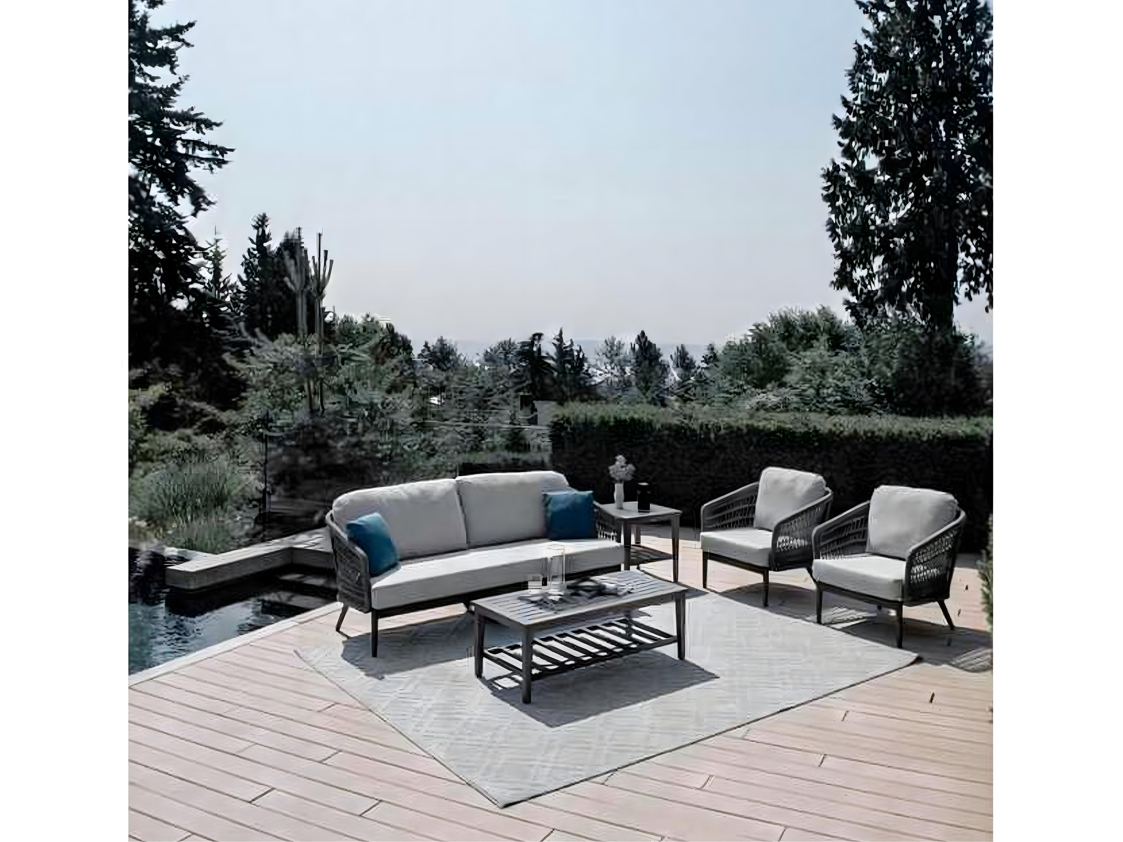 Ratana Poinciana Silver Ash Grey Aluminum Cushion Lounge Chair