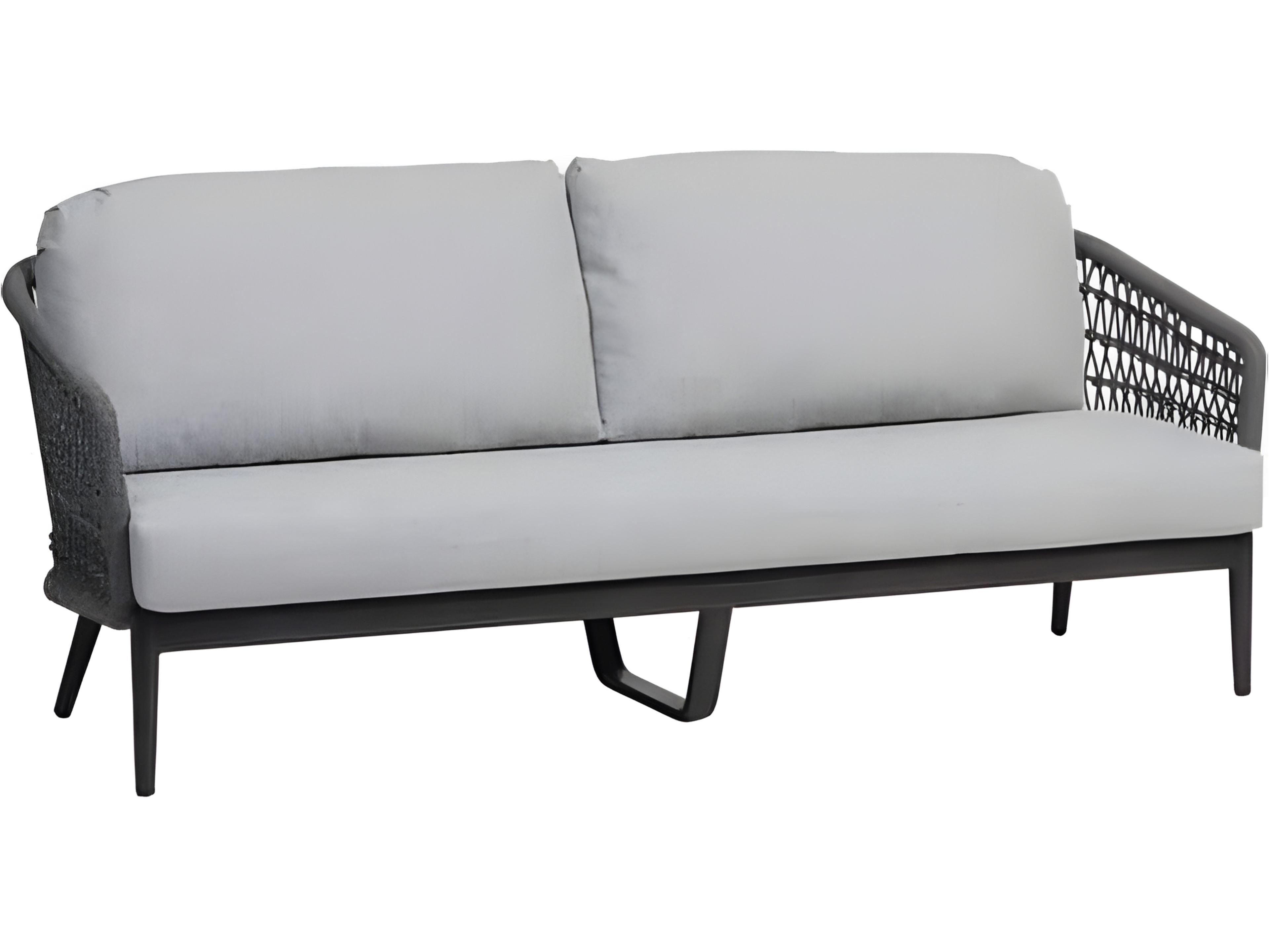 Poinciana Silver Ash Grey Aluminum Cushion Sofa