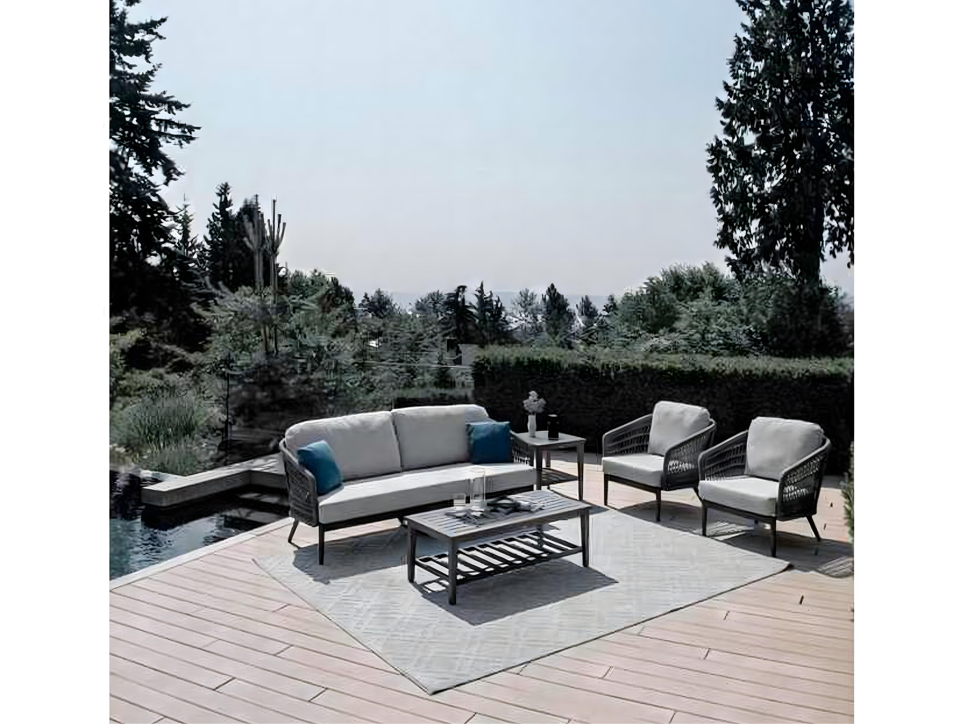 Ratana Poinciana Silver Ash Grey Aluminum Cushion Sofa