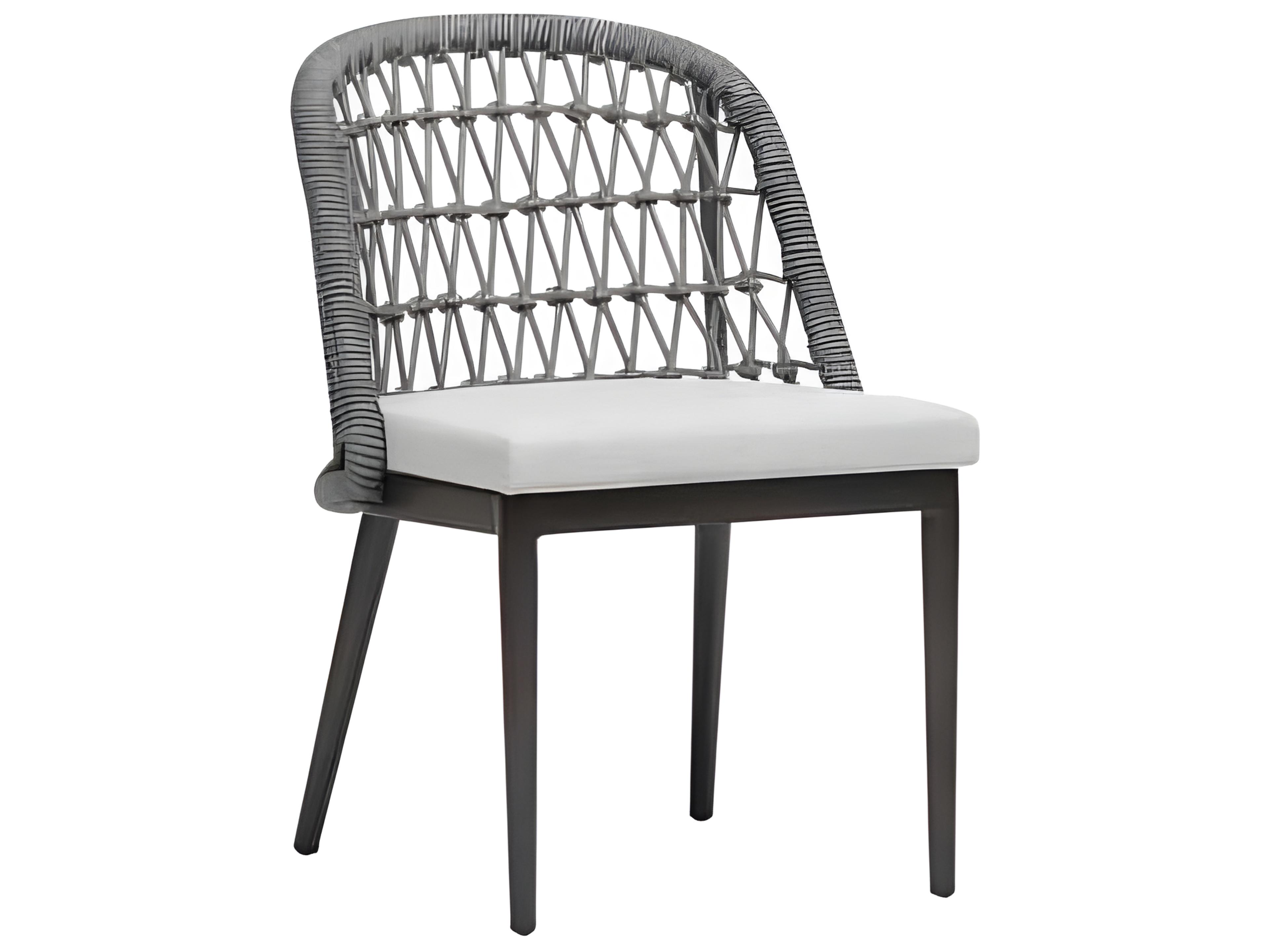Poinciana Silver Ash Grey Aluminum Cushion Dining Chair