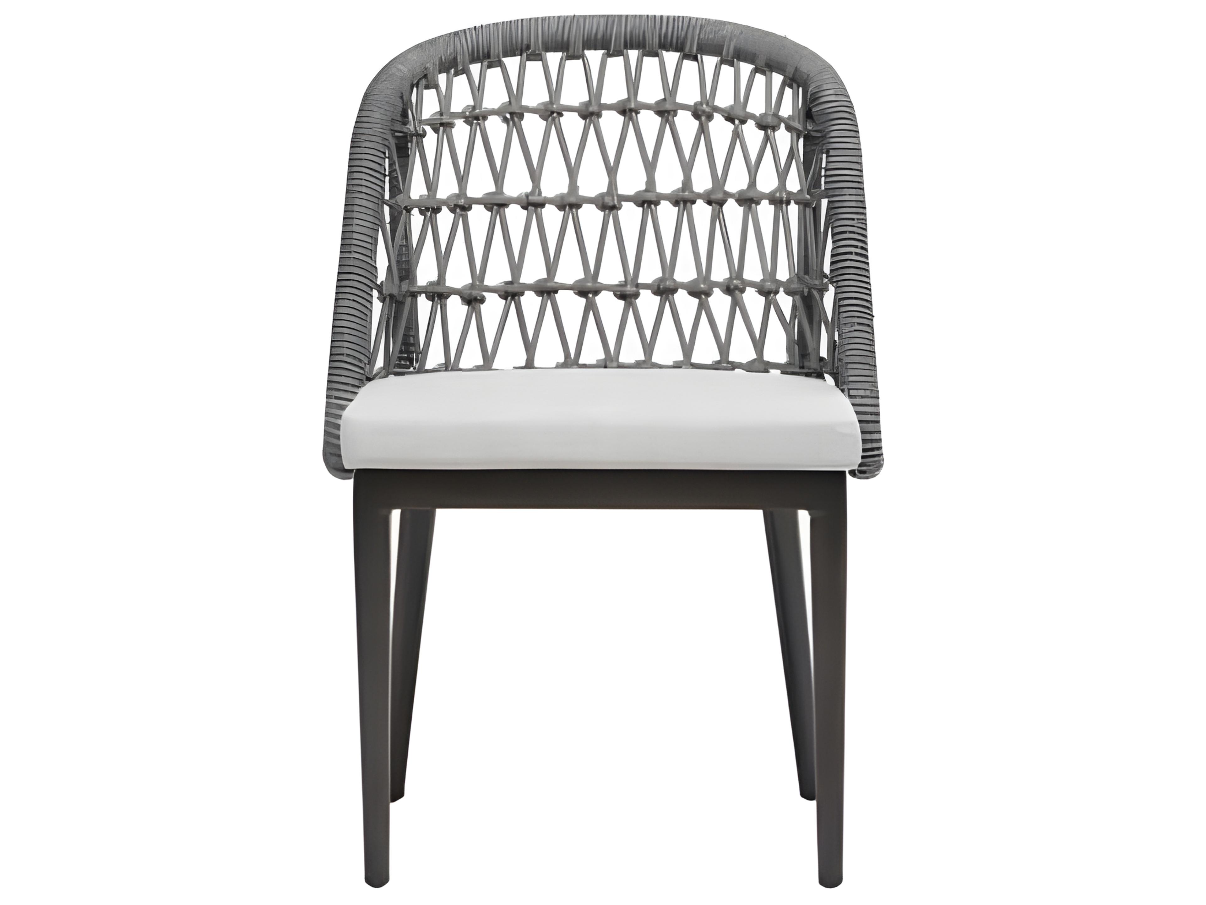 Ratana Poinciana Silver Ash Grey Aluminum Cushion Dining Chair