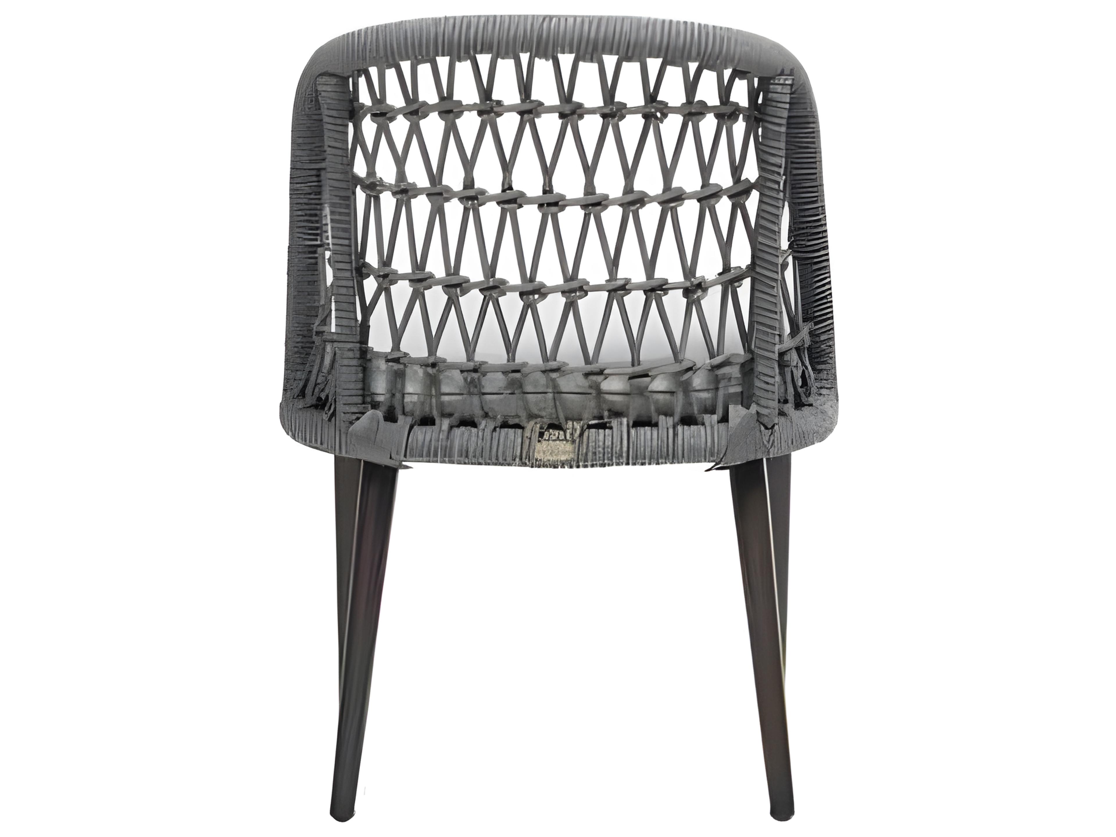 Ratana Poinciana Silver Ash Grey Aluminum Cushion Dining Chair