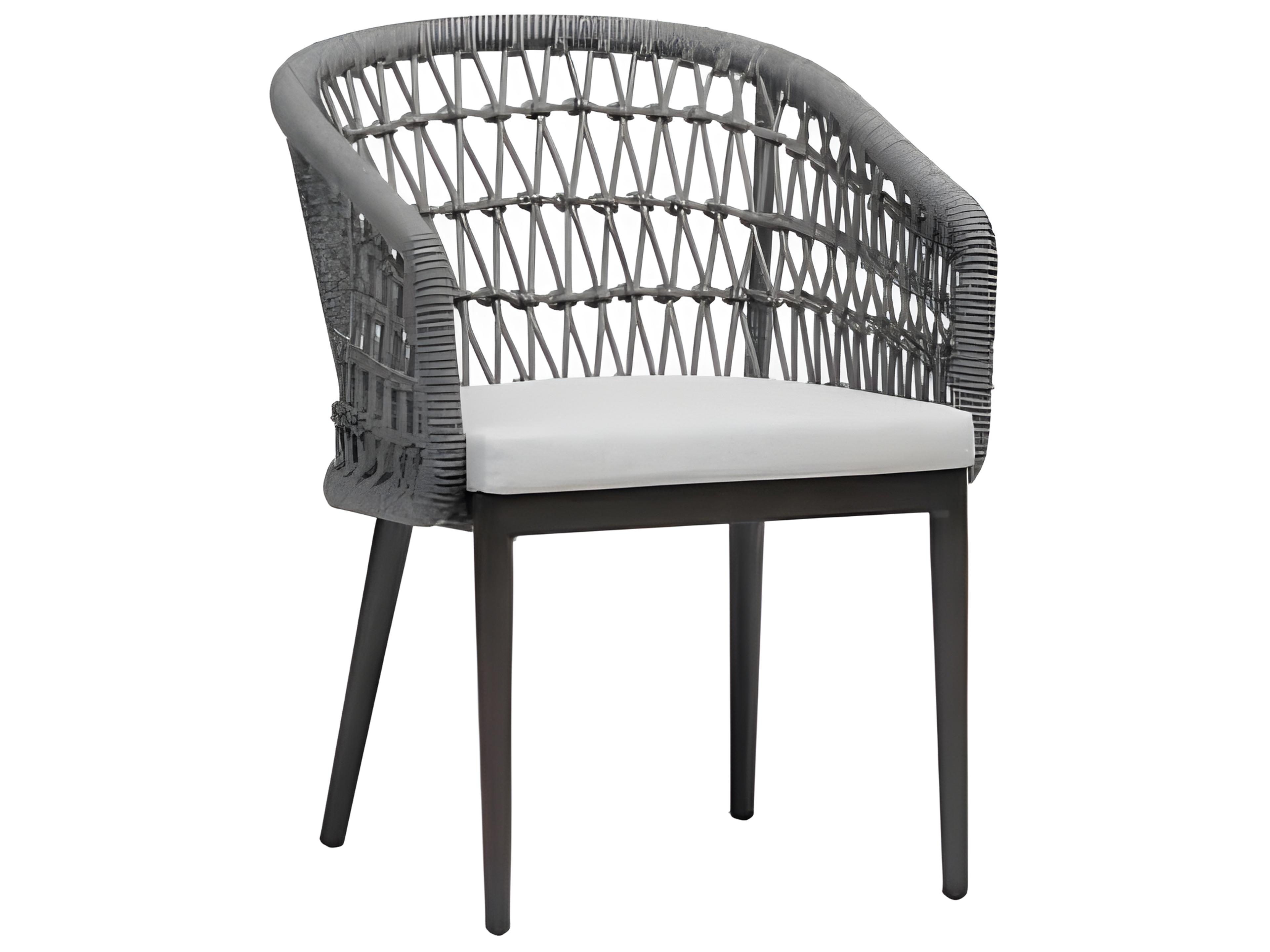 Poinciana Silver Ash Grey Aluminum Cushion Dining Chair